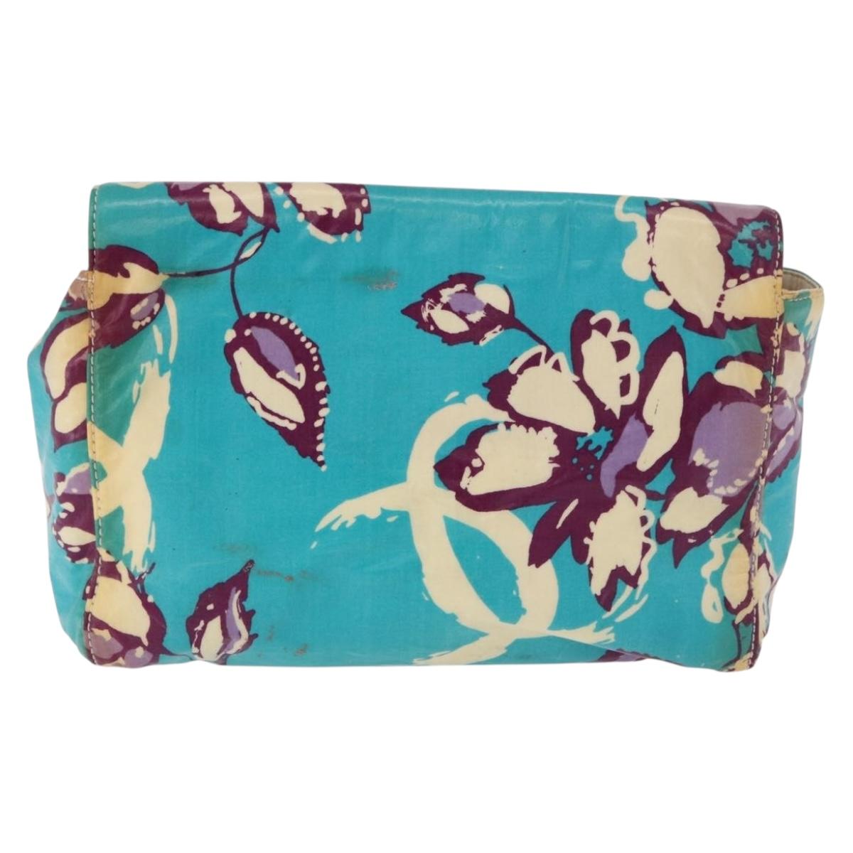 CHANEL Pouch PVC Canvas Green CC Auth 182645