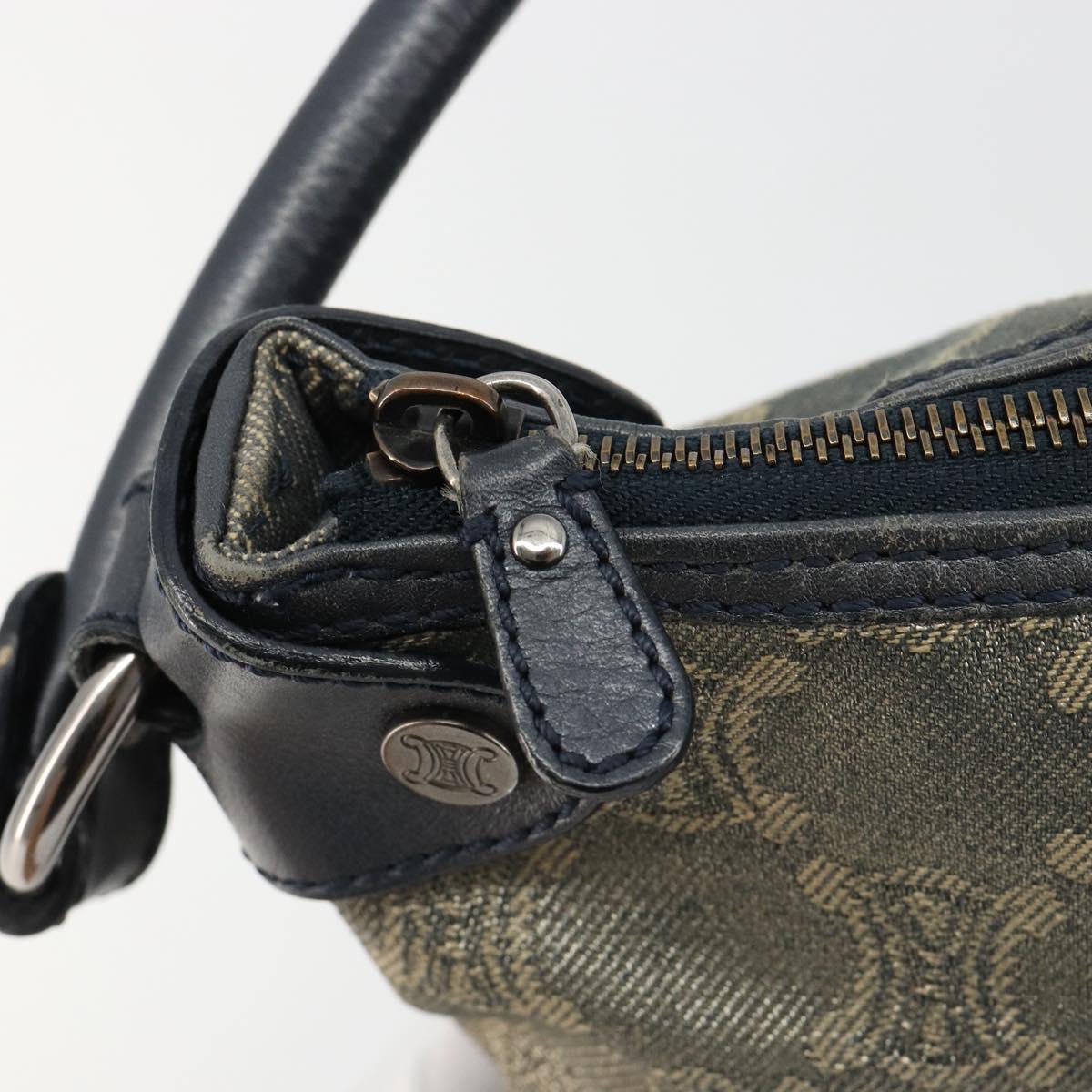 CELINE Paris Macadam Canvas Shoulder Bag Denim Gray Silver Auth 182647A