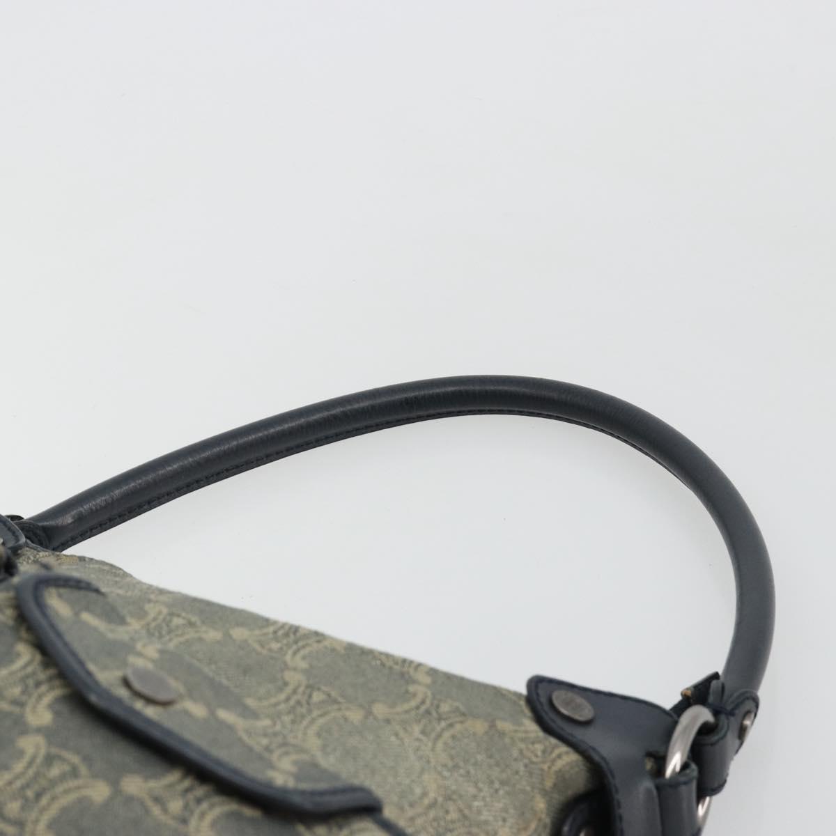 CELINE Paris Macadam Canvas Shoulder Bag Denim Gray Silver Auth 182647A