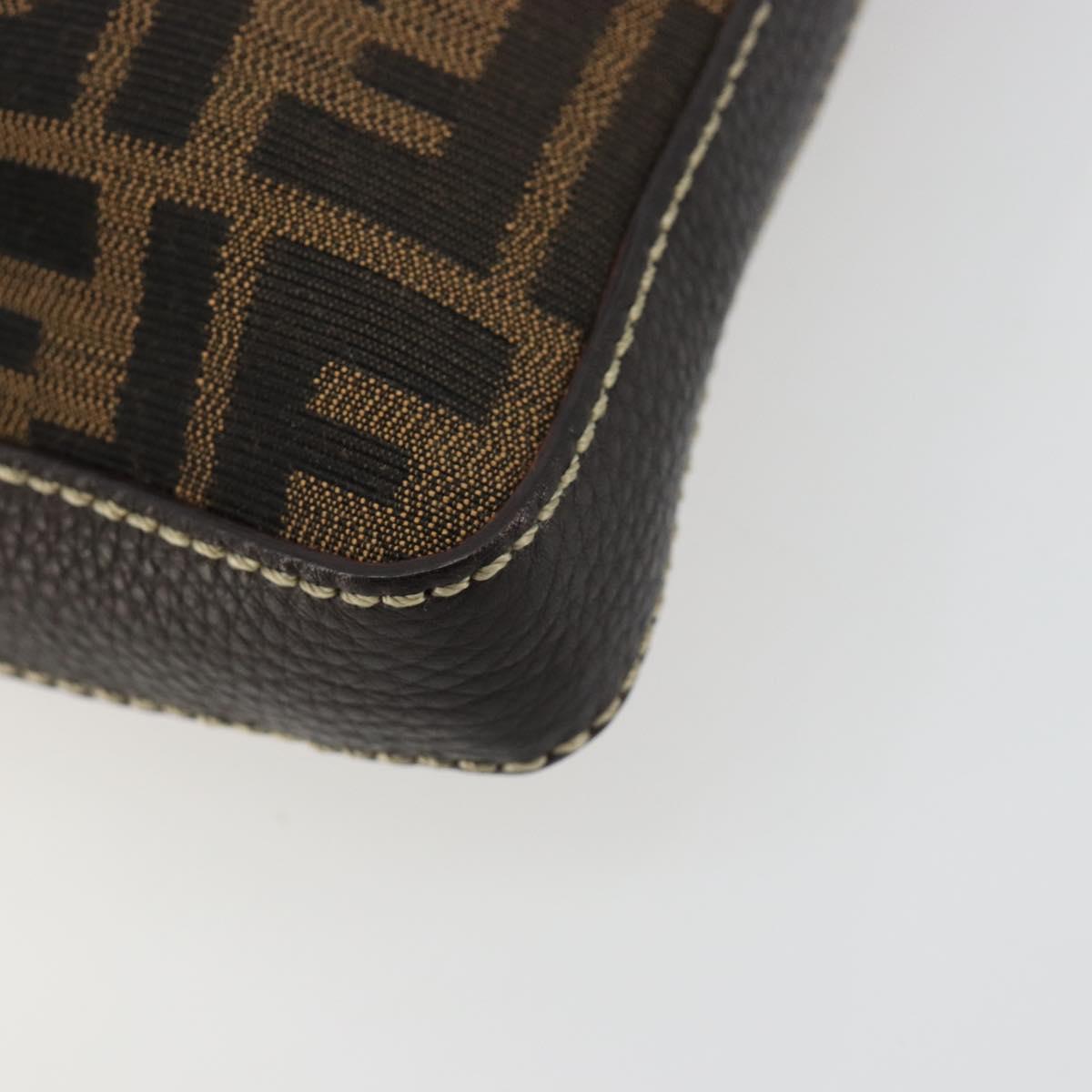 FENDI Zucca Canvas Celeria Shoulder Bag Black Brown Auth 182654A