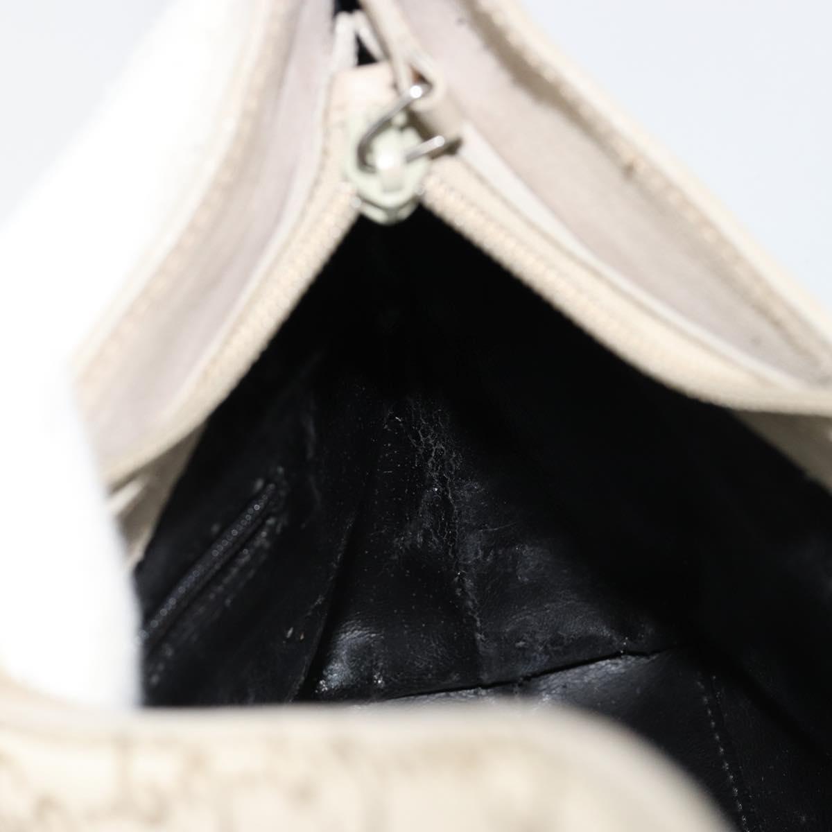 GUCCI GG Canvas Bamboo Shoulder Bag Suede Gray Silver 001 2058 3008 Auth 182655