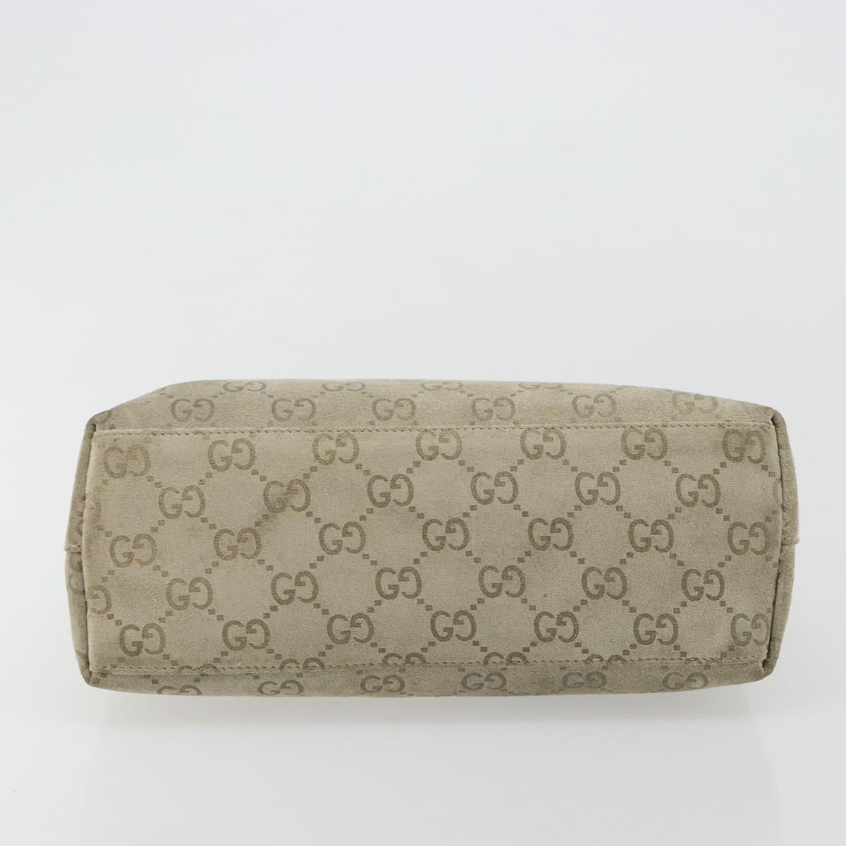 GUCCI GG Canvas Bamboo Shoulder Bag Suede Gray Silver 001 2058 3008 Auth 182655