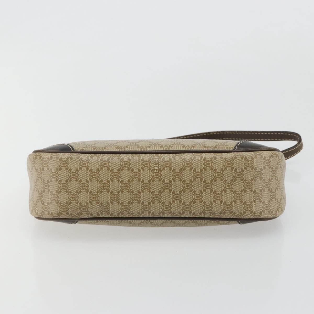 CELINE Macadam Canvas Accessory Pouch PVC Beige Gold Auth 182656