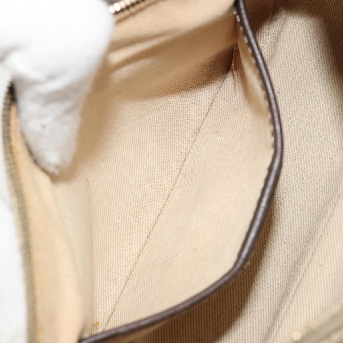 CELINE Macadam Canvas Accessory Pouch PVC Beige Gold Auth 182656
