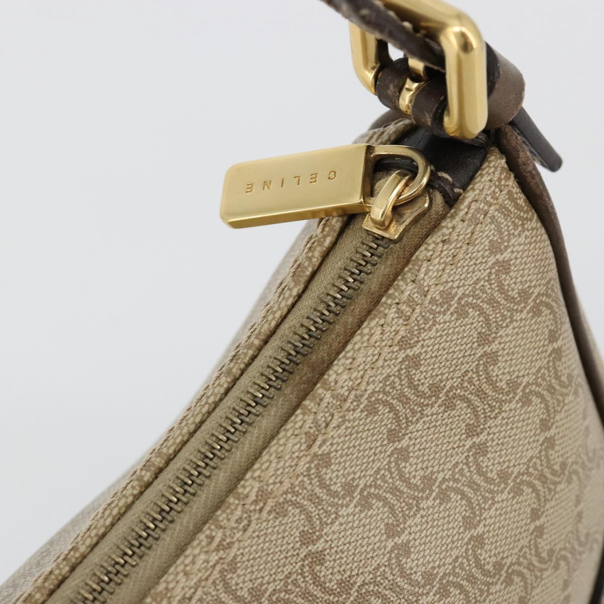 CELINE Macadam Canvas Accessory Pouch PVC Beige Gold Auth 182656
