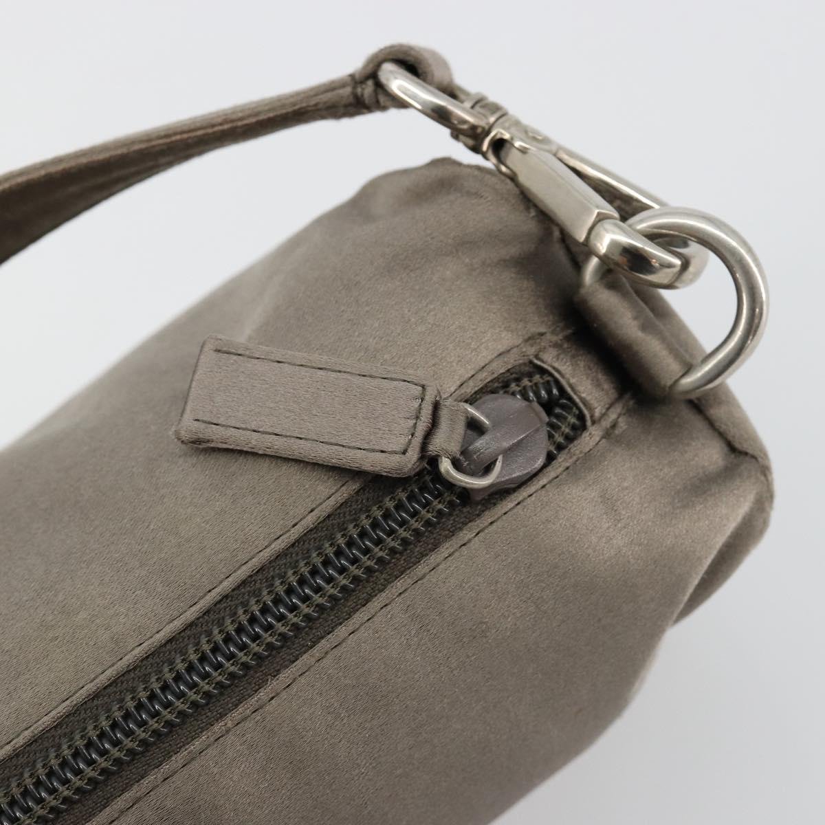 PRADA Hand pouch Satin Gray Silver Auth 182660A