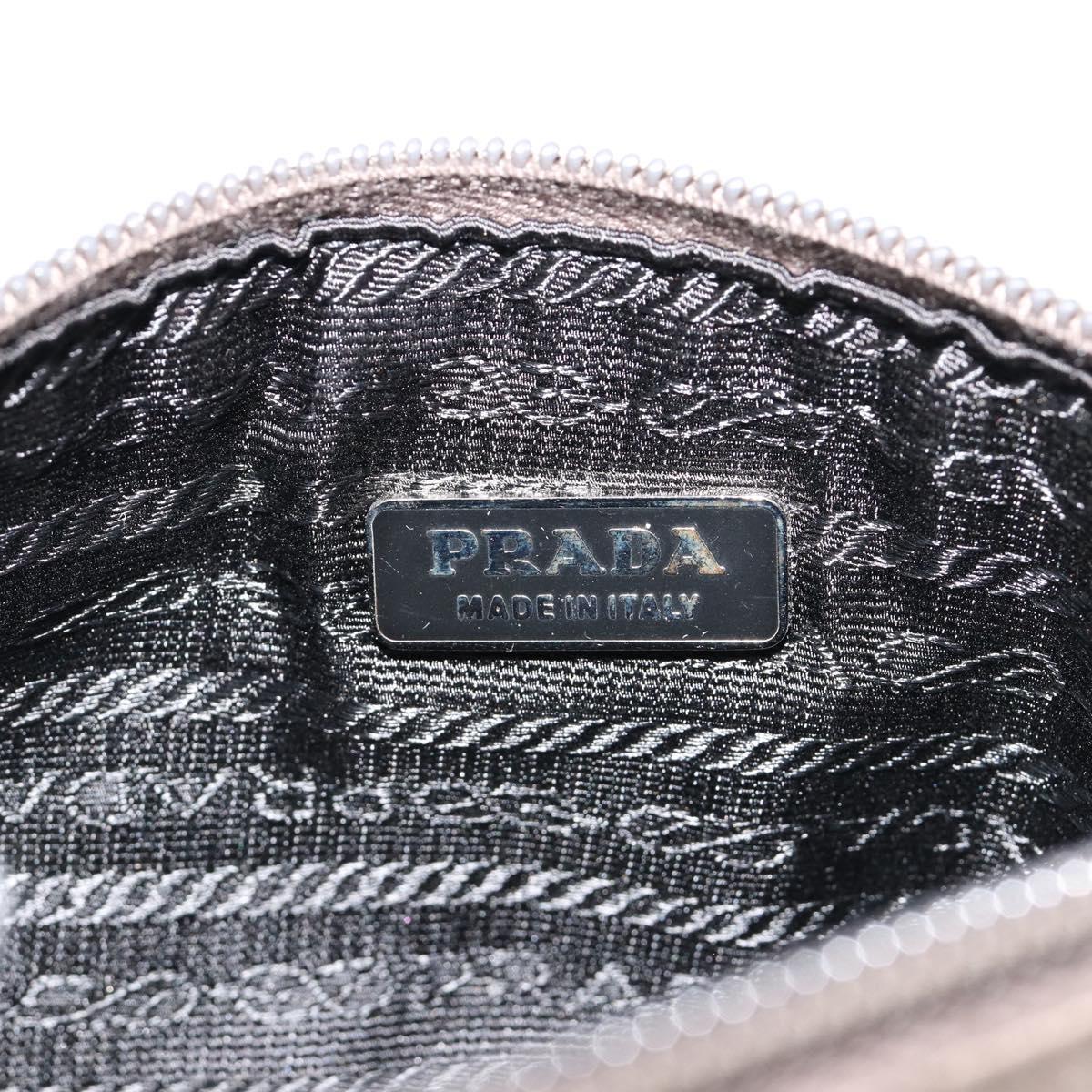 PRADA Hand pouch Satin Gray Silver Auth 182660A