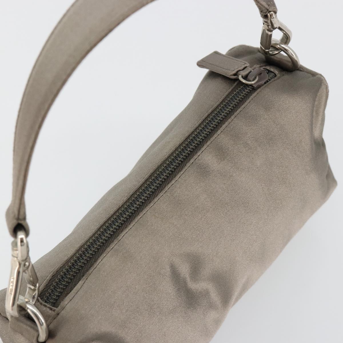PRADA Hand pouch Satin Gray Silver Auth 182660A