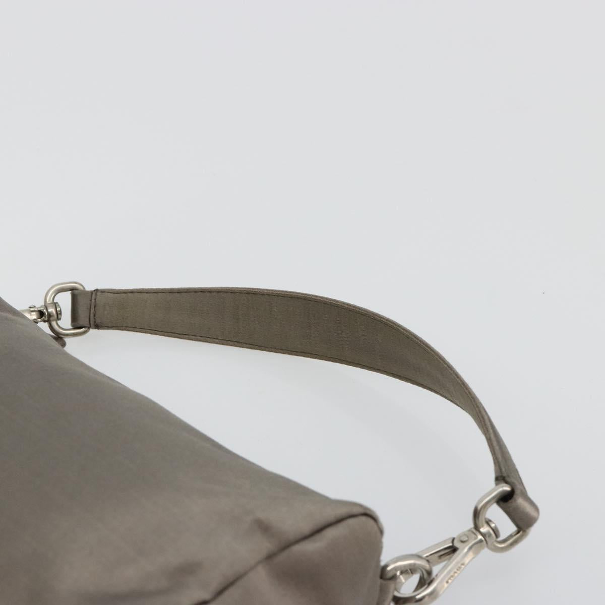 PRADA Hand pouch Satin Gray Silver Auth 182660A