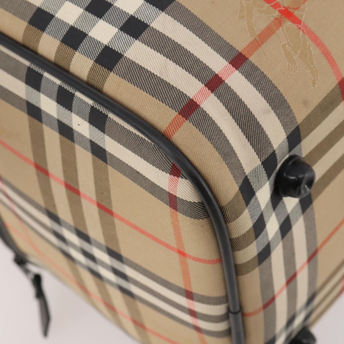 Burberrys Nova Check Boston Bag Canvas Beige Gold Auth 182661