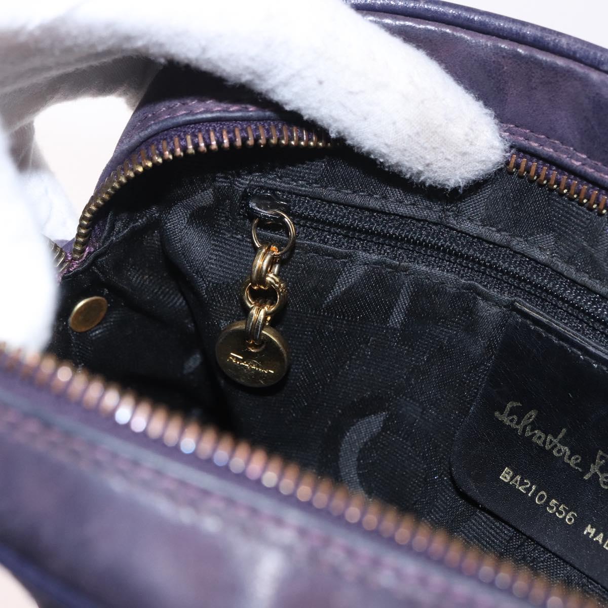 Salvatore Ferragamo Vala Shoulder Bag Suede Purple Gold Auth 182673