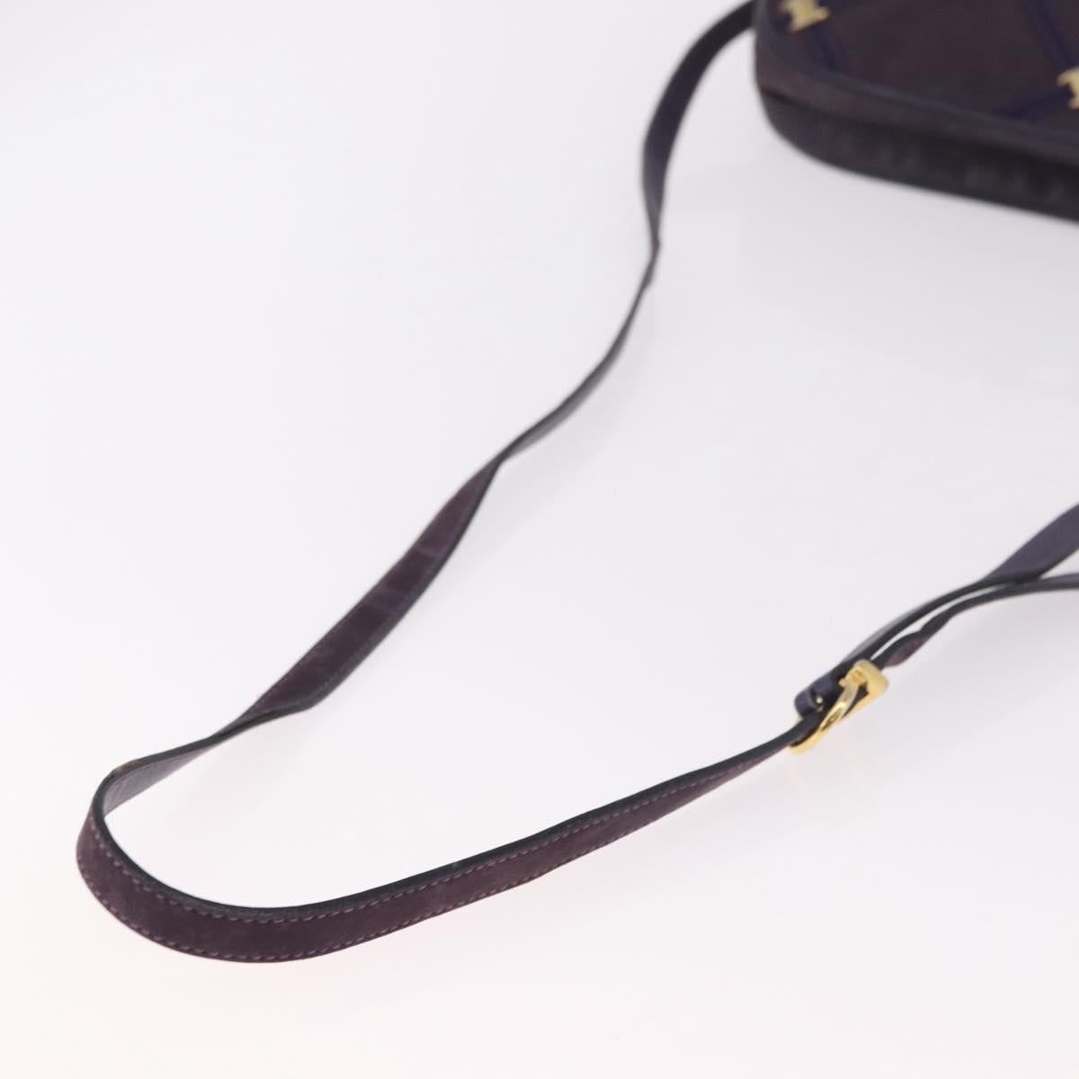 Salvatore Ferragamo Vala Shoulder Bag Suede Purple Gold Auth 182673