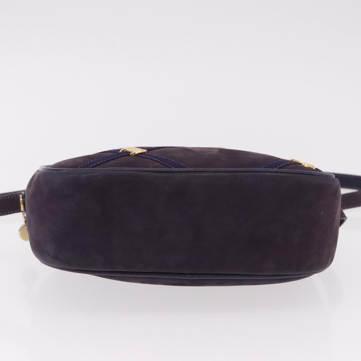 Salvatore Ferragamo Vala Shoulder Bag Suede Purple Gold Auth 182673