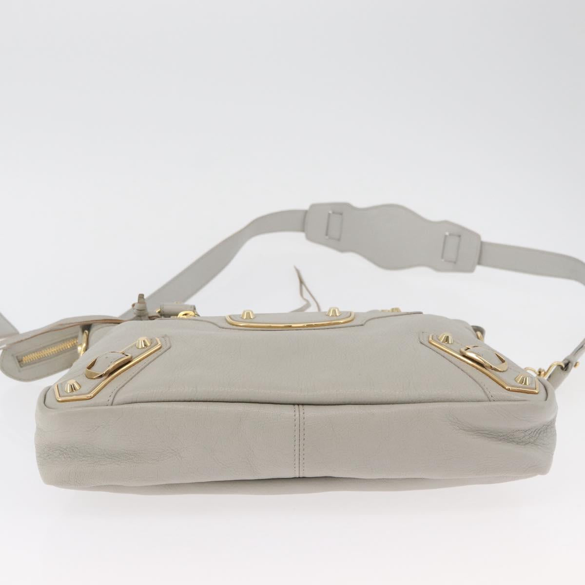 BALENCIAGA Edge Town Hand Bag Leather 2way Gray Gold 390149 Auth 182677SAM