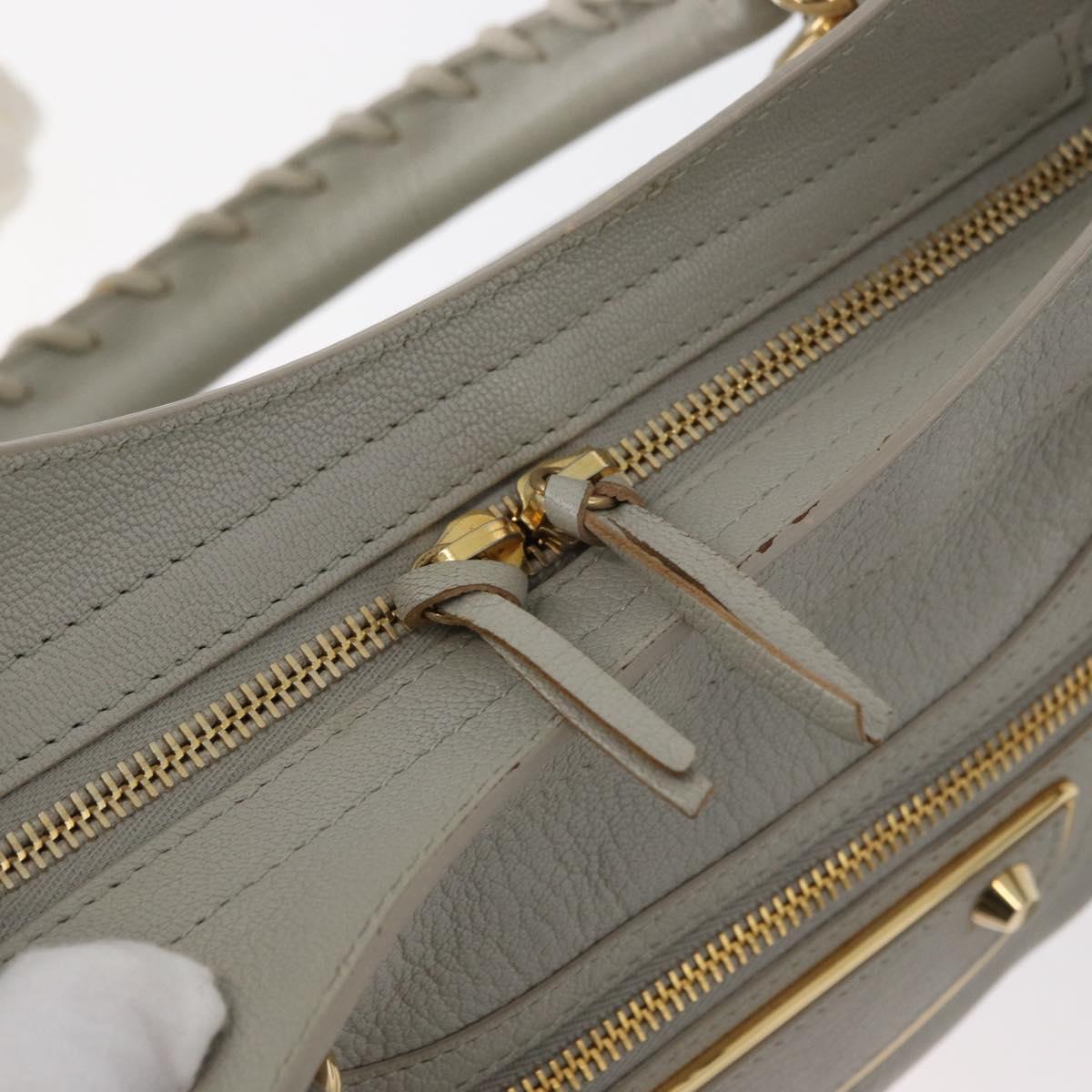 BALENCIAGA Edge Town Hand Bag Leather 2way Gray Gold 390149 Auth 182677SAM