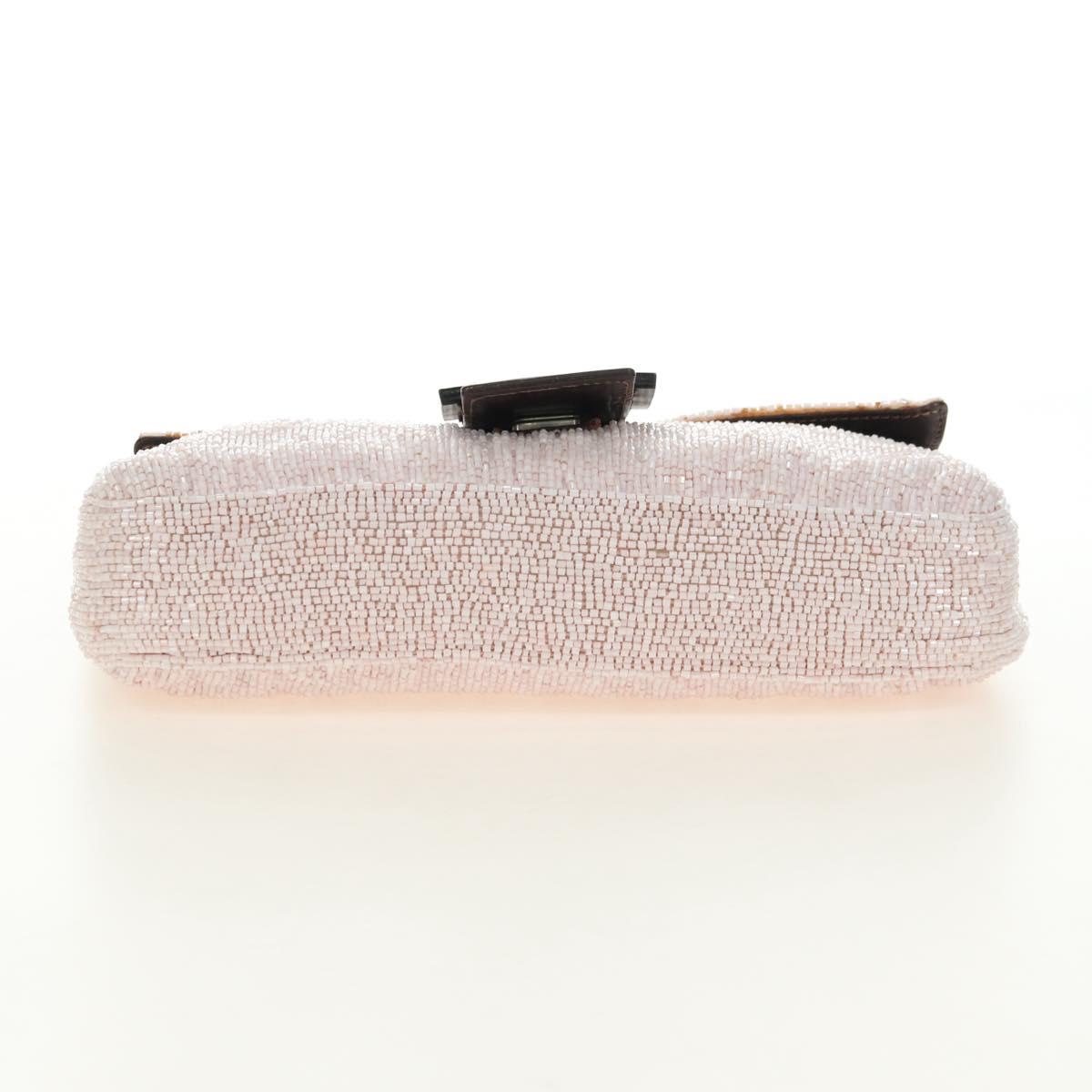 FENDI beads Mamma Baguette Shoulder Bag Beads Pink Silver Auth 182678SAM