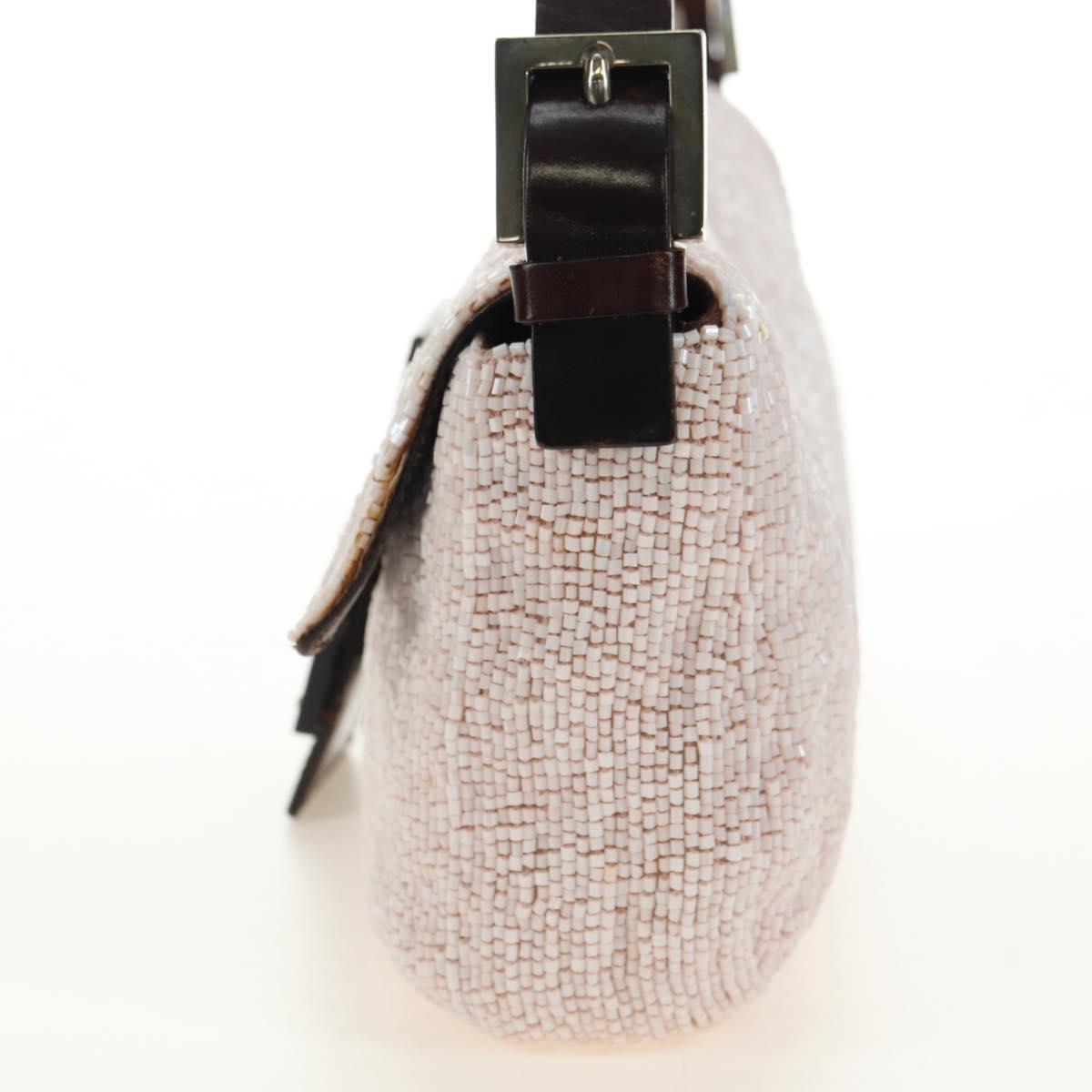 FENDI beads Mamma Baguette Shoulder Bag Beads Pink Silver Auth 182678SAM