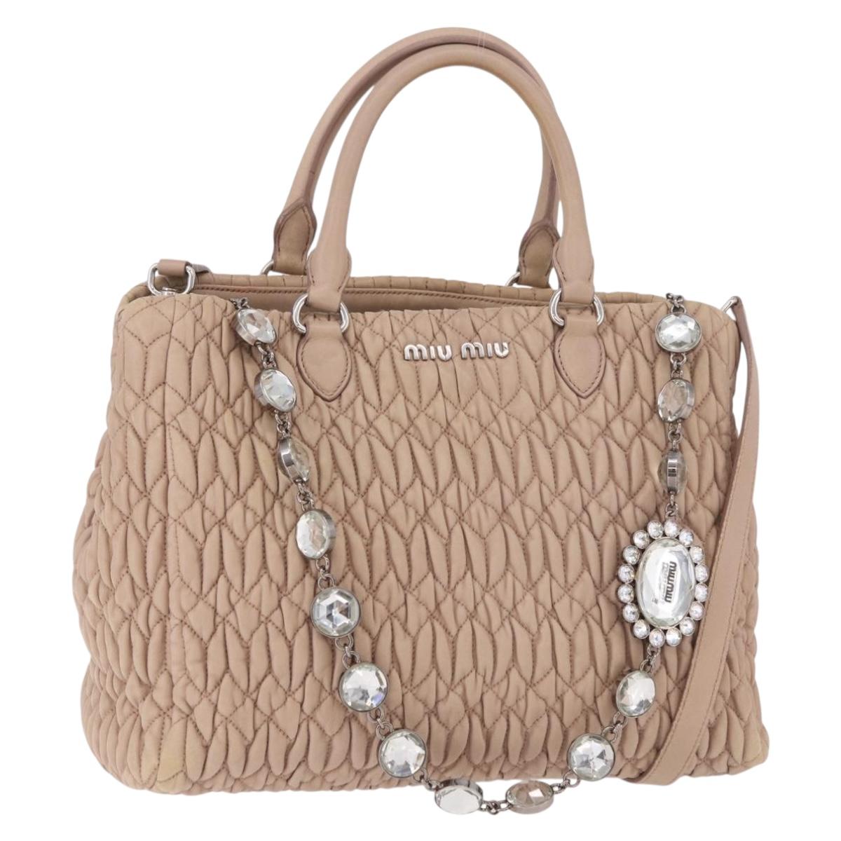 Miu Miu Matelasse Chain Hand Bag Leather 2way Pink Silver Auth 182680A