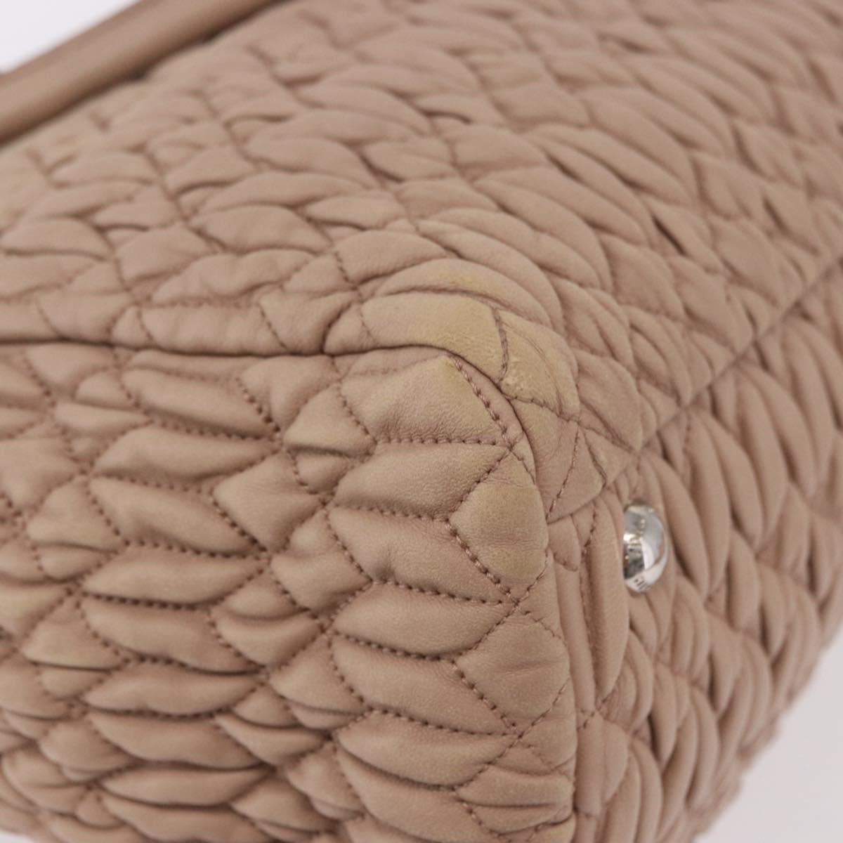 Miu Miu Matelasse Chain Hand Bag Leather 2way Pink Silver Auth 182680A