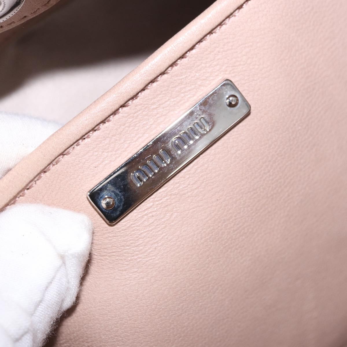 Miu Miu Matelasse Chain Hand Bag Leather 2way Pink Silver Auth 182680A