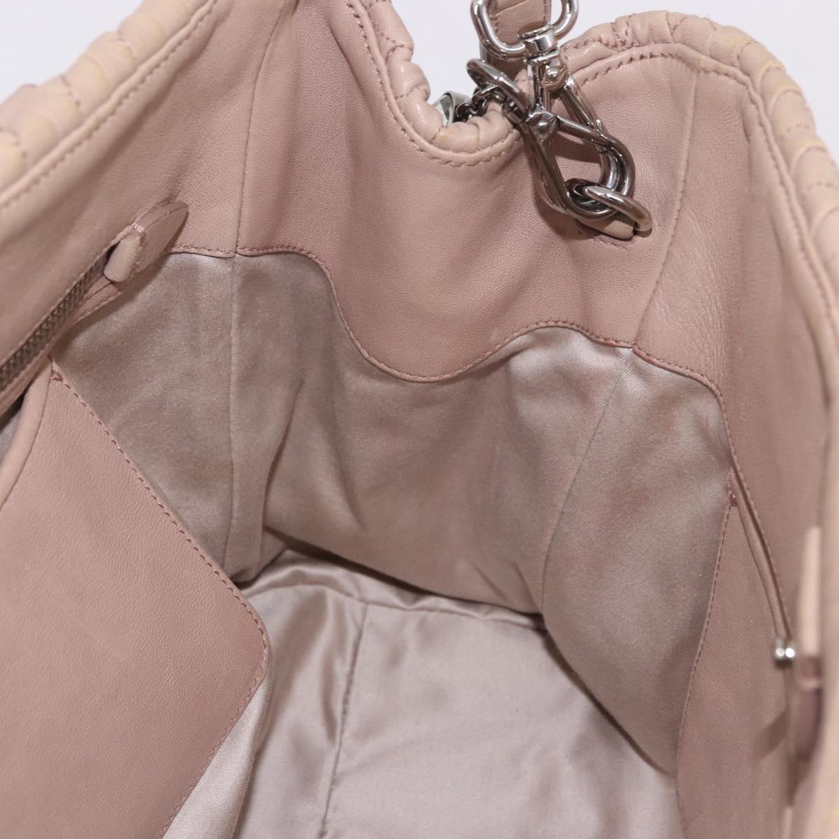 Miu Miu Matelasse Chain Hand Bag Leather 2way Pink Silver Auth 182680A