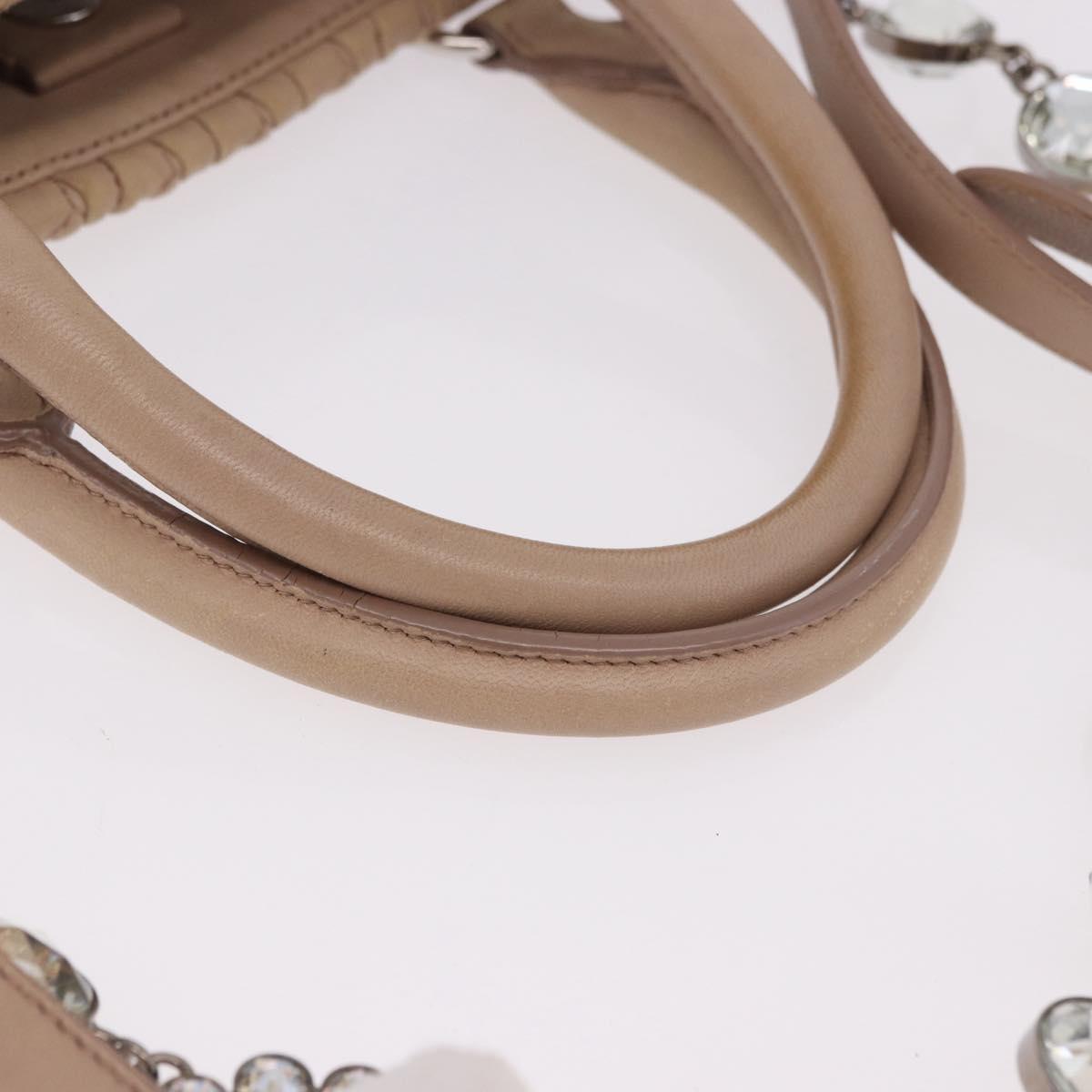 Miu Miu Matelasse Chain Hand Bag Leather 2way Pink Silver Auth 182680A