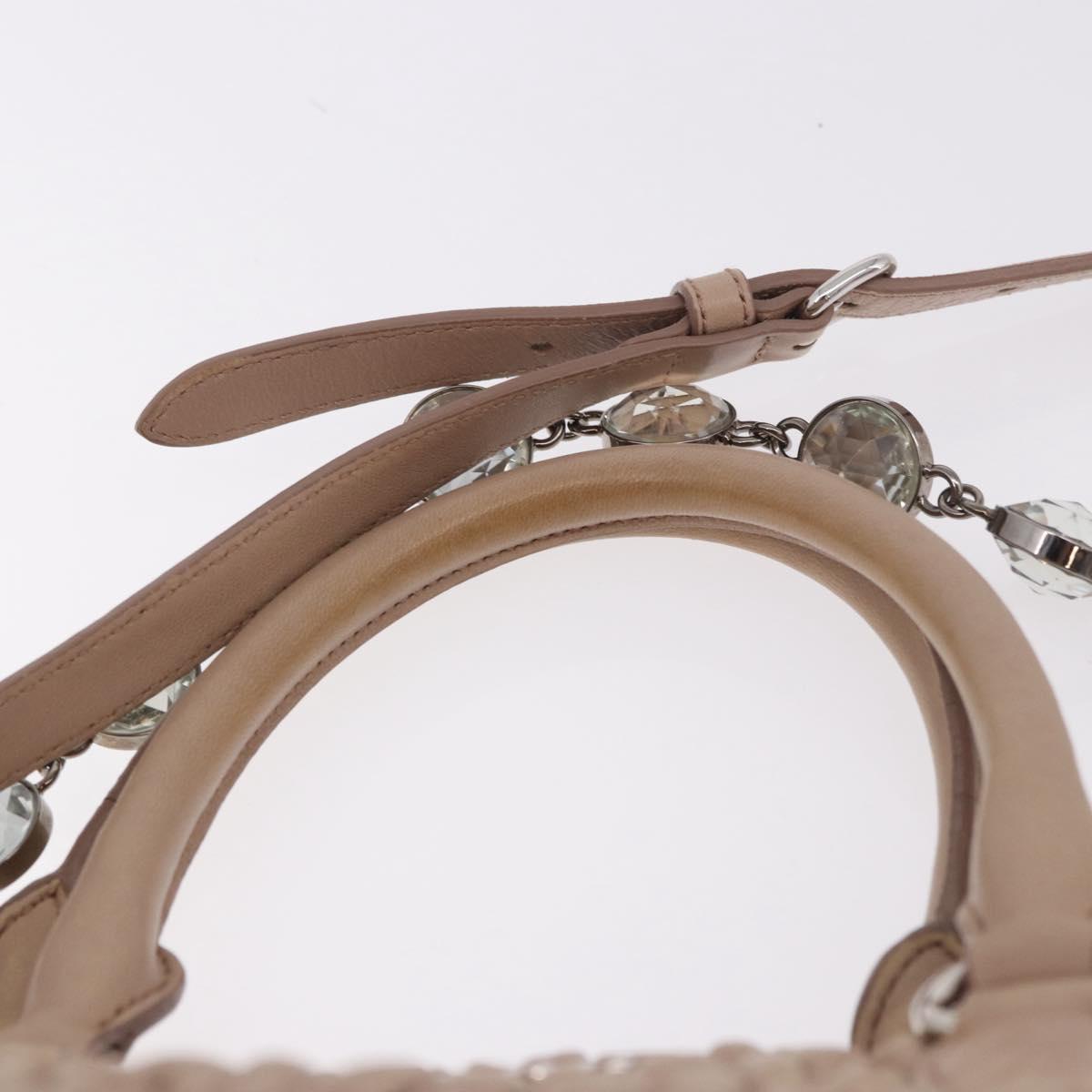 Miu Miu Matelasse Chain Hand Bag Leather 2way Pink Silver Auth 182680A