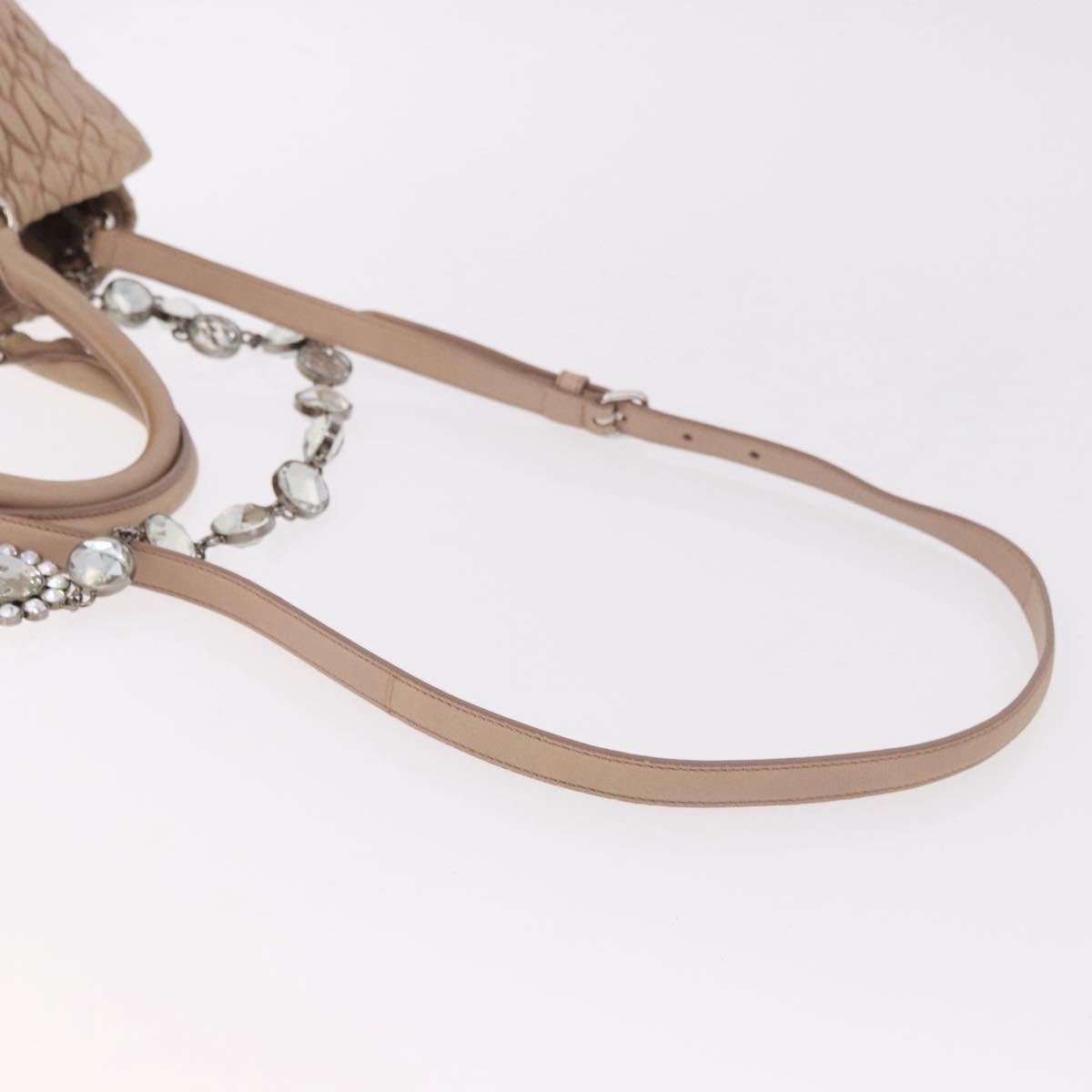 Miu Miu Matelasse Chain Hand Bag Leather 2way Pink Silver Auth 182680A