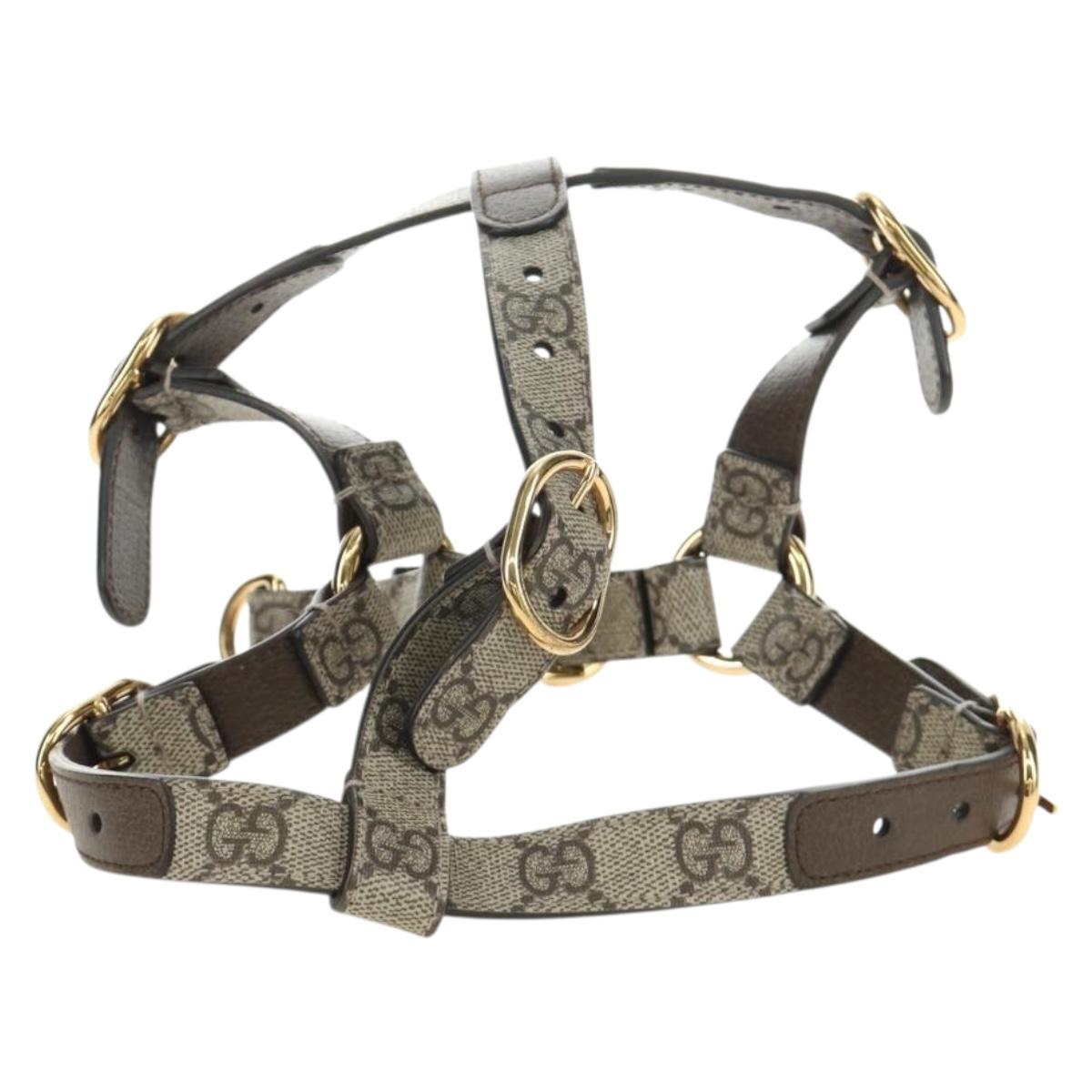 GUCCI GG Supreme Pet Harness Coat Set PVC Beige Gold 692963 Auth 182693V