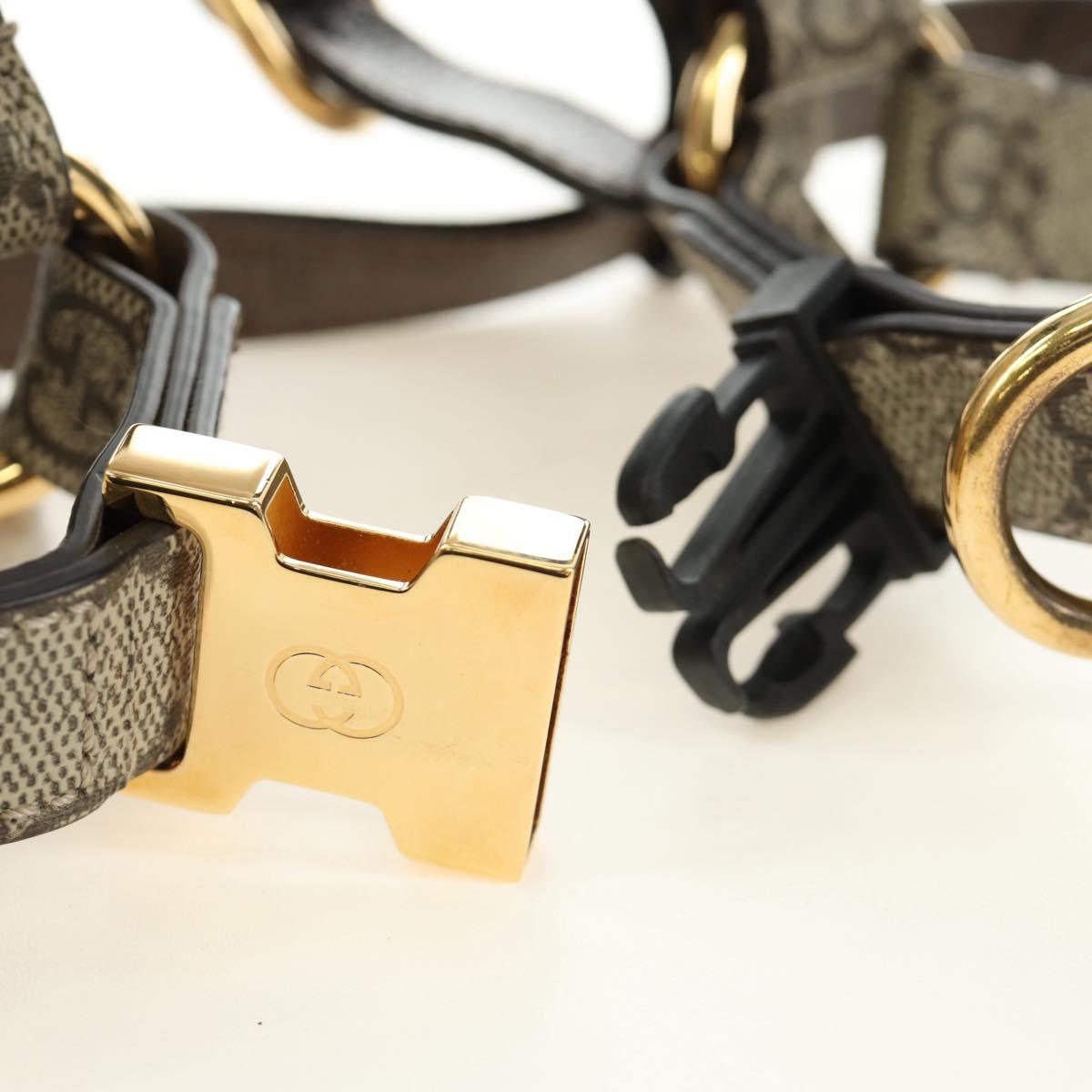 GUCCI GG Supreme Pet Harness Coat Set PVC Beige Gold 692963 Auth 182693V