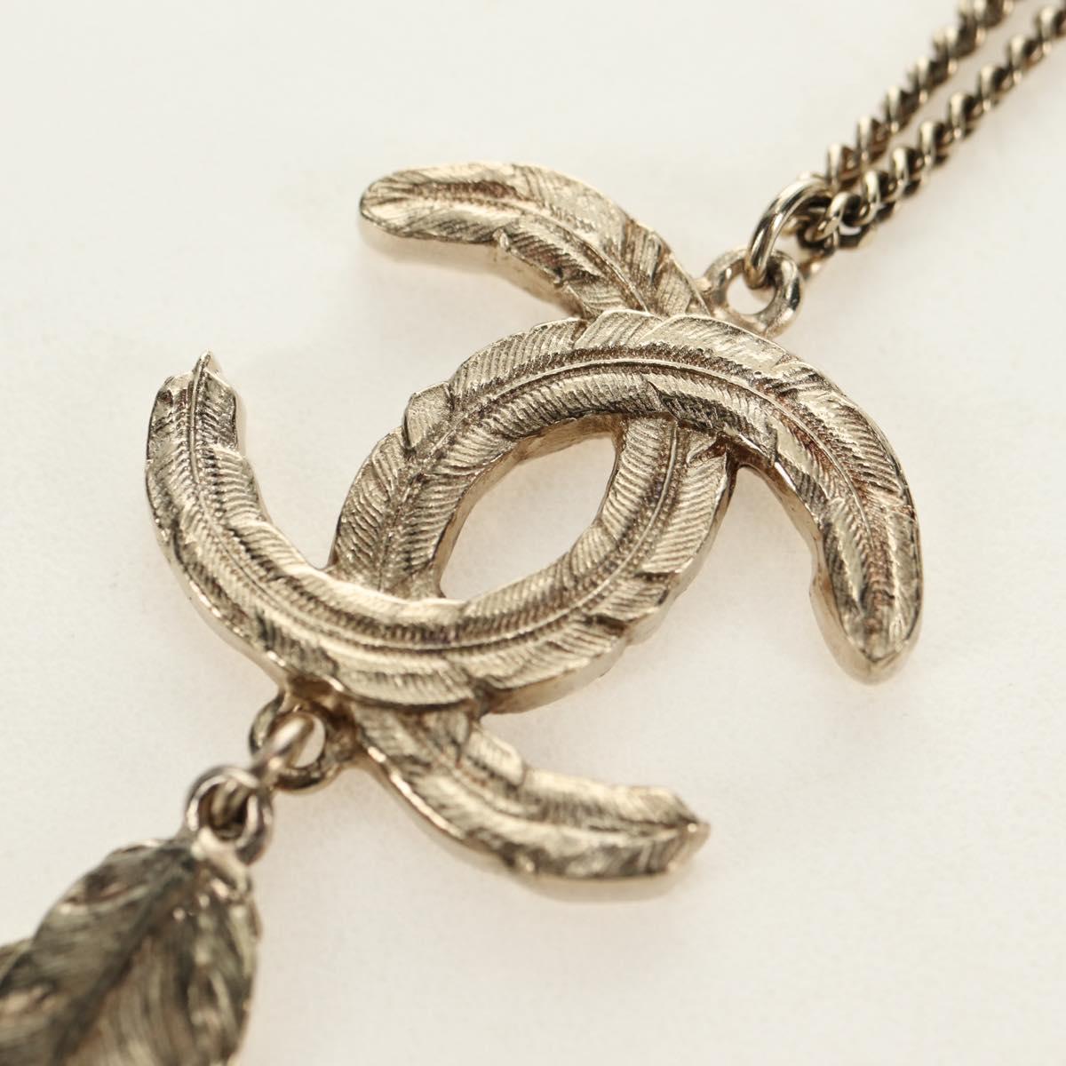 CHANEL COCO Mark Necklace metal Gold Tone CC Auth 182696M