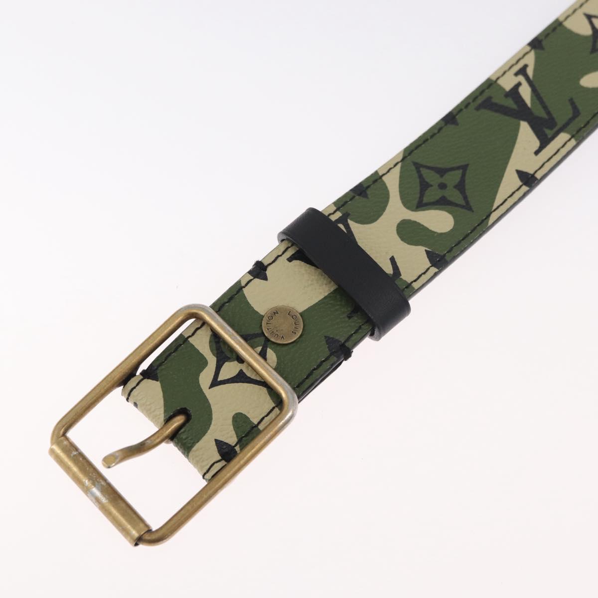 LOUIS VUITTON Monogram Camouflage Ceinture Belt 39.4"" Green LV Auth 182701SM