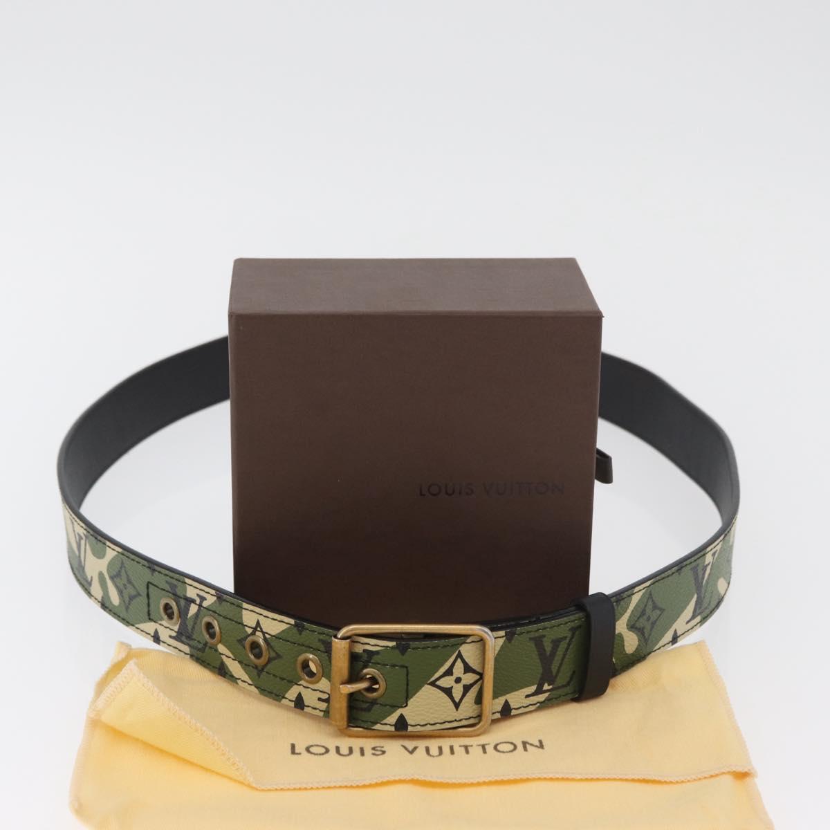 LOUIS VUITTON Monogram Camouflage Ceinture Belt 39.4"" Green LV Auth 182701SM