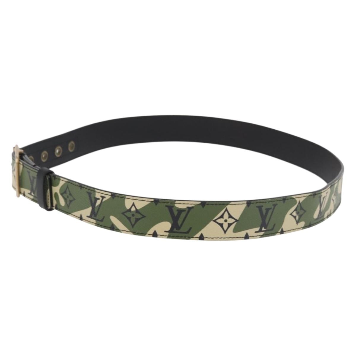 LOUIS VUITTON Monogram Camouflage Ceinture Belt 39.4"" Green LV Auth 182701SM