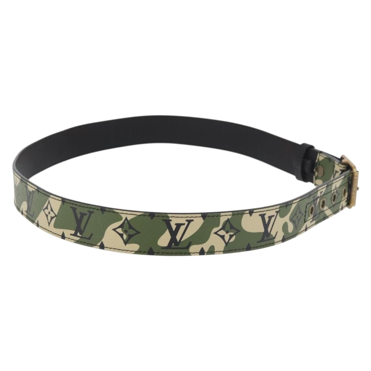LOUIS VUITTON Monogram Camouflage Ceinture Belt 39.4"" Green LV Auth 182701SM