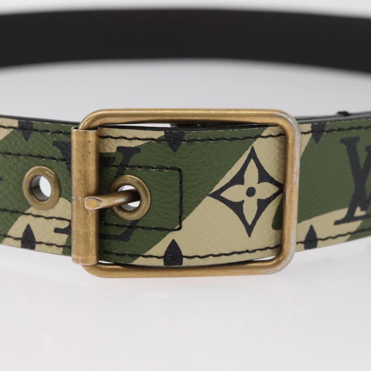 LOUIS VUITTON Monogram Camouflage Ceinture Belt 39.4"" Green LV Auth 182701SM