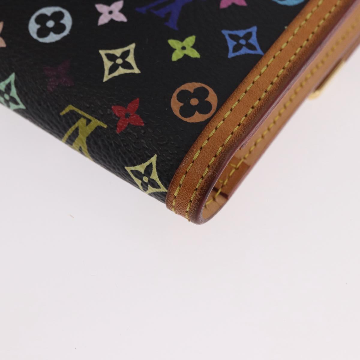 LOUIS VUITTON Monogram Multicolor Porte Tresor Wallet Black M92658 Auth 182708A