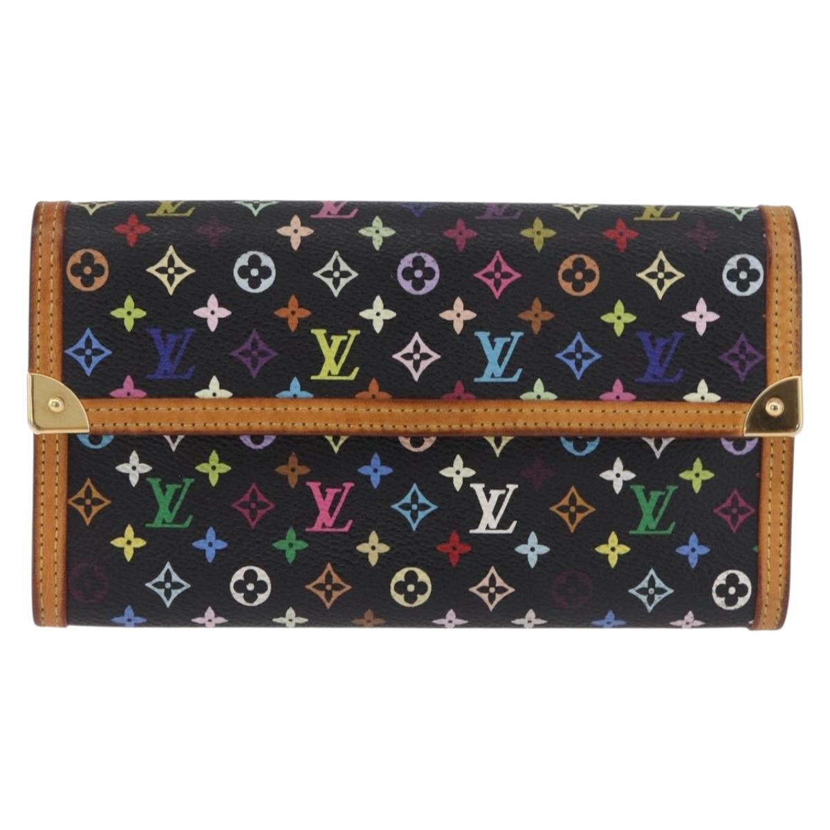 LOUIS VUITTON Monogram Multicolor Porte Tresor Wallet Black M92658 Auth 182708A