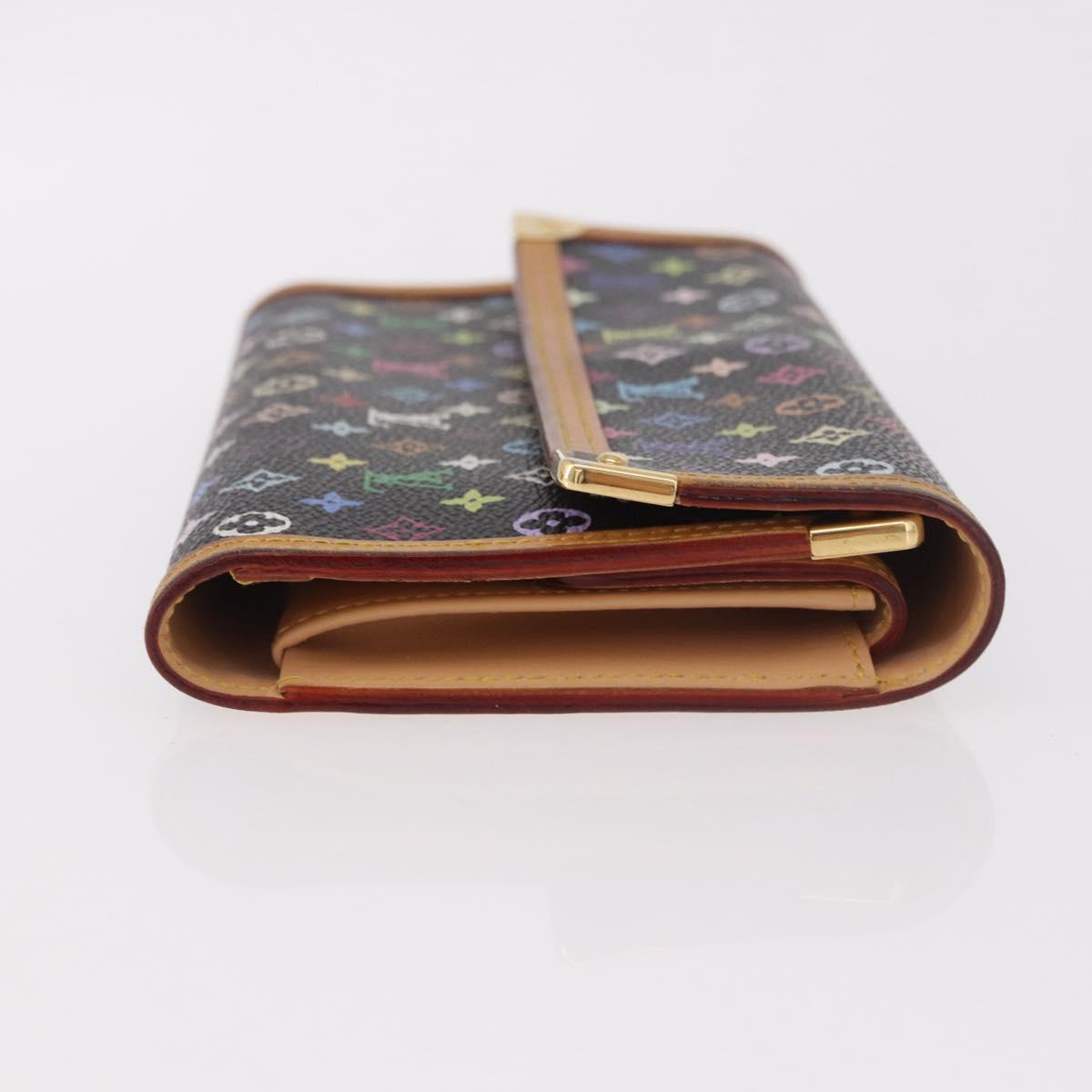 LOUIS VUITTON Monogram Multicolor Porte Tresor Wallet Black M92658 Auth 182708A