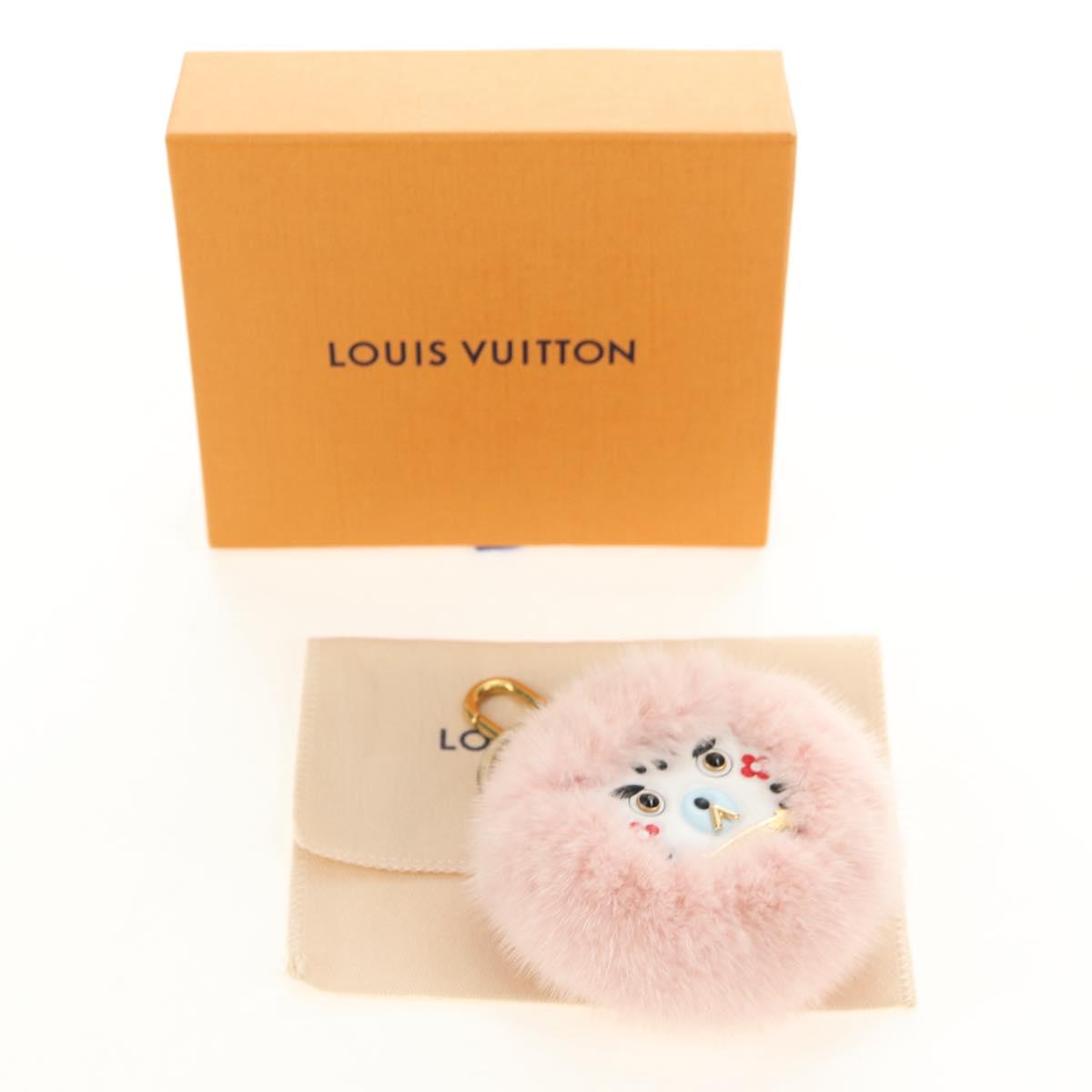 LOUIS VUITTON Bijoux Sack Wild Fur Charm Pink M68450 LV Auth 182710M