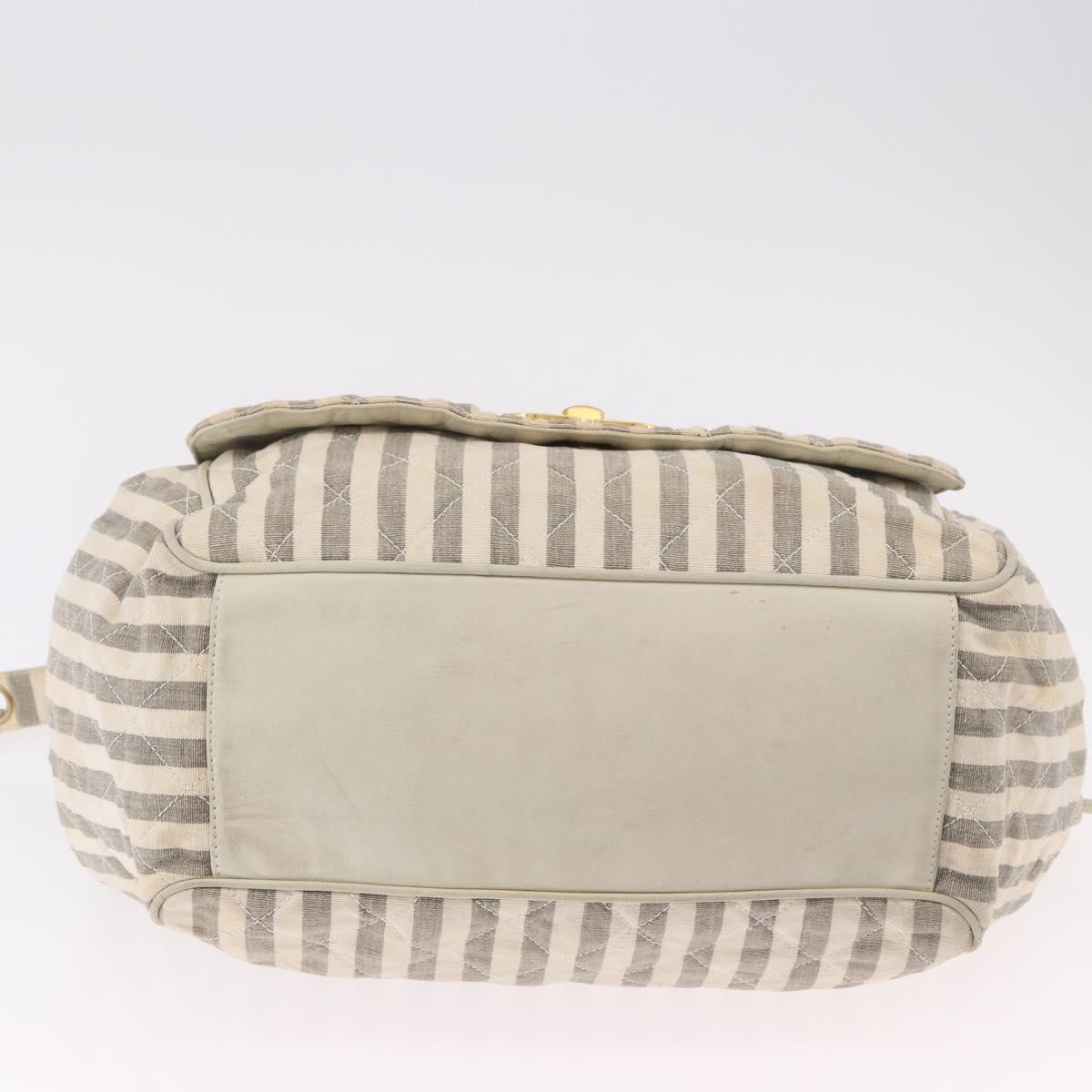 CHANEL Chain Matelasse Shoulder Bag Canvas Gray Gold CC Auth 182717