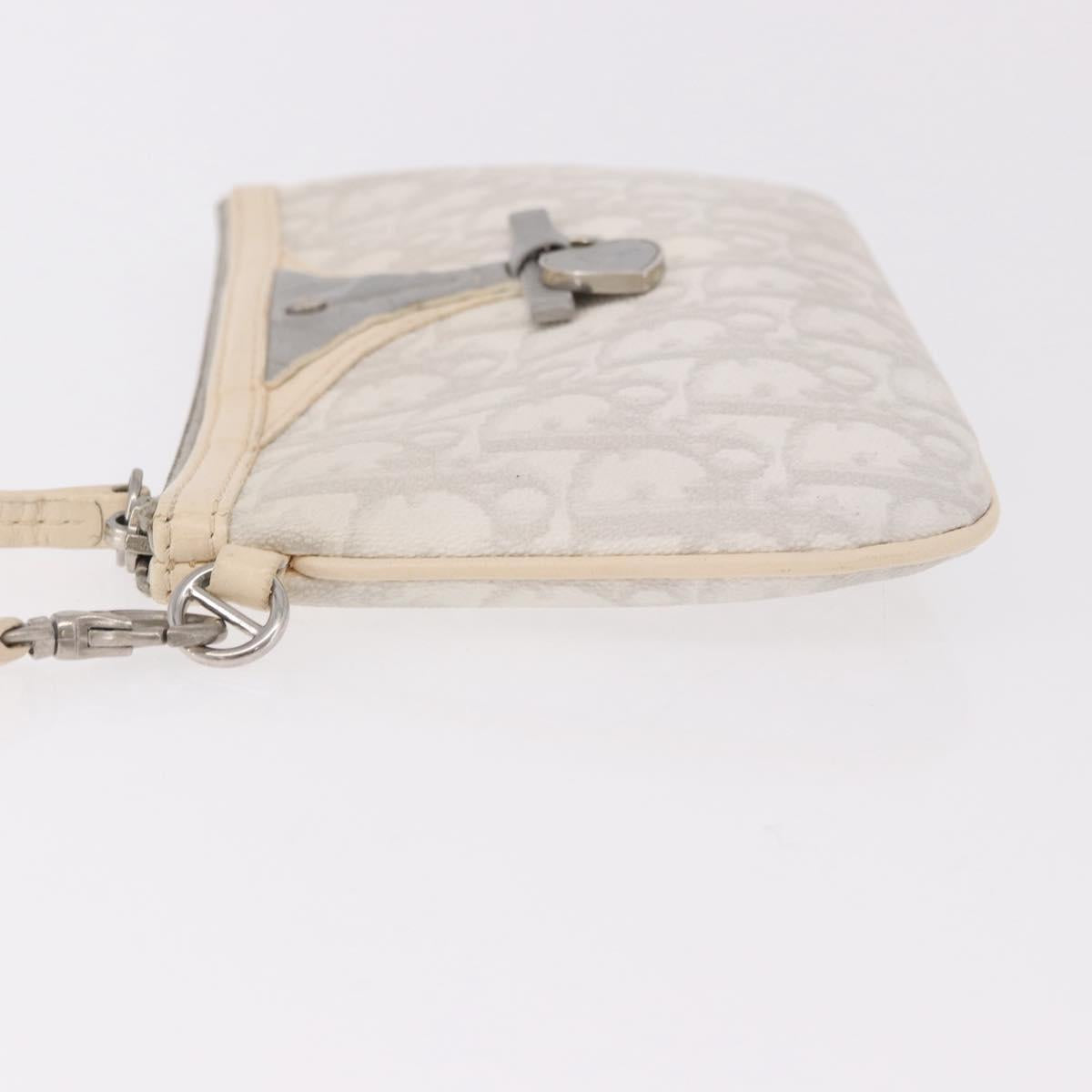 Christian Dior Romantic Pouch PVC White Silver Auth 182718A