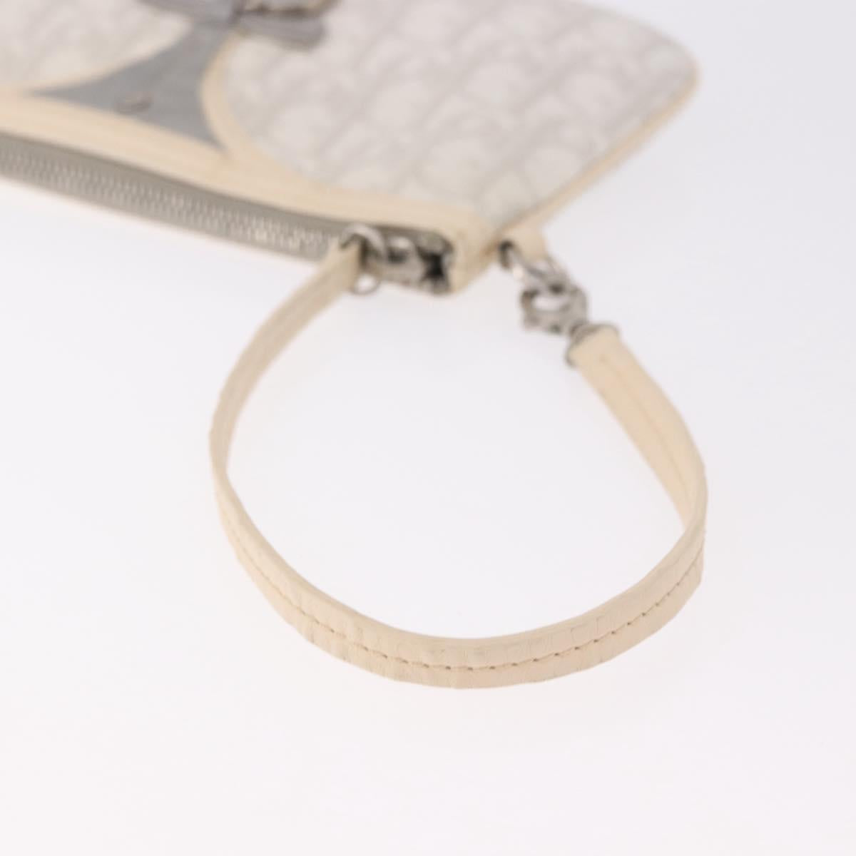 Christian Dior Romantic Pouch PVC White Silver Auth 182718A