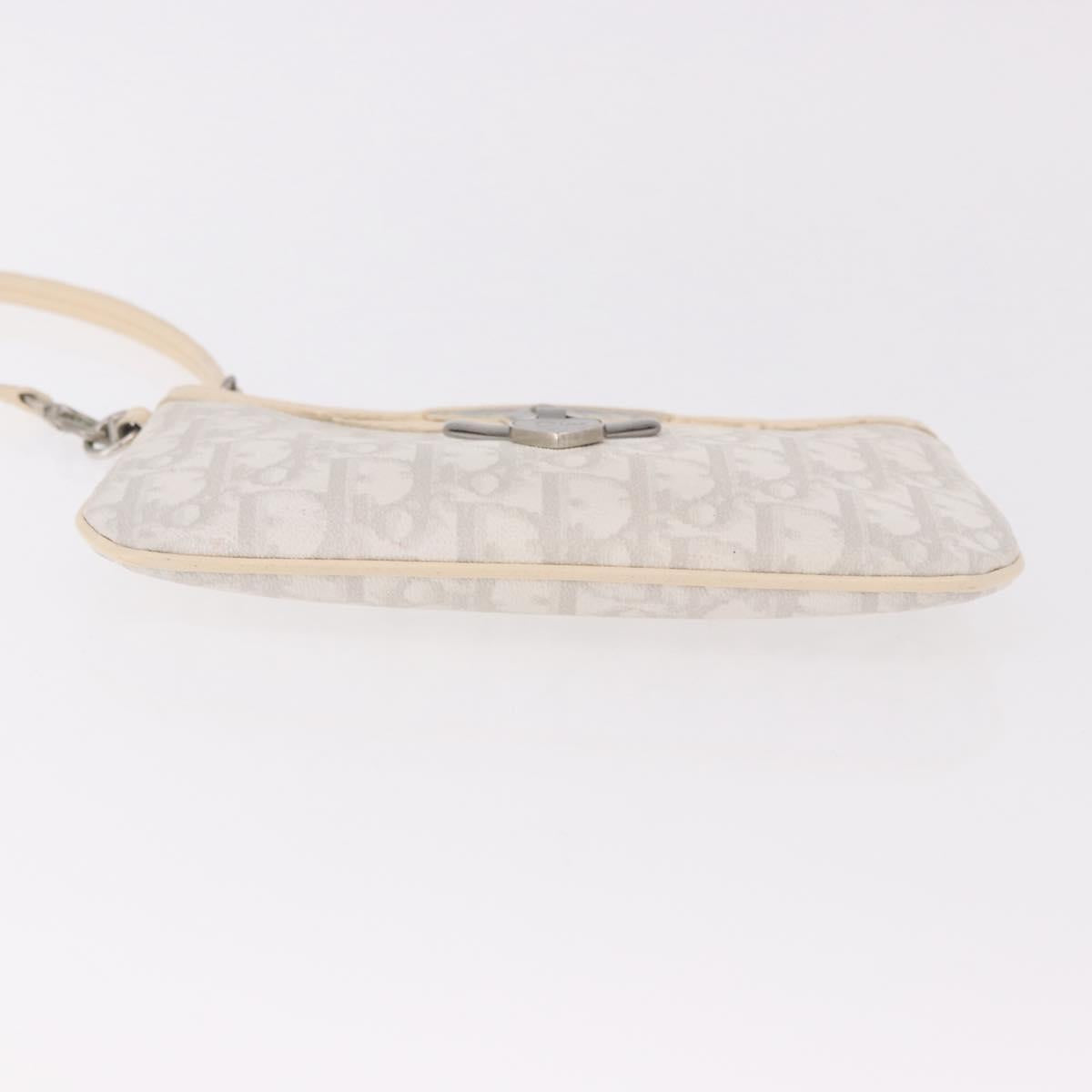Christian Dior Romantic Pouch PVC White Silver Auth 182718A