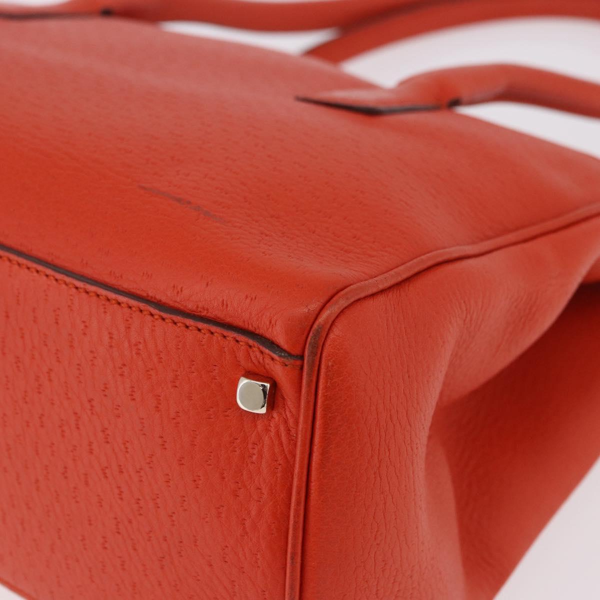 Salvatore Ferragamo Gancini Hand Bag Leather Orange Gold Auth 182721A