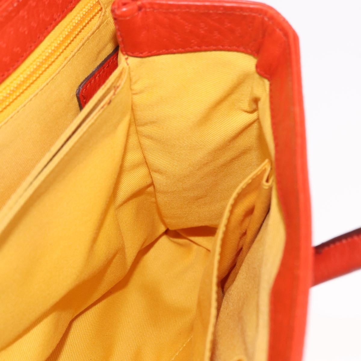 Salvatore Ferragamo Gancini Hand Bag Leather Orange Gold Auth 182721A