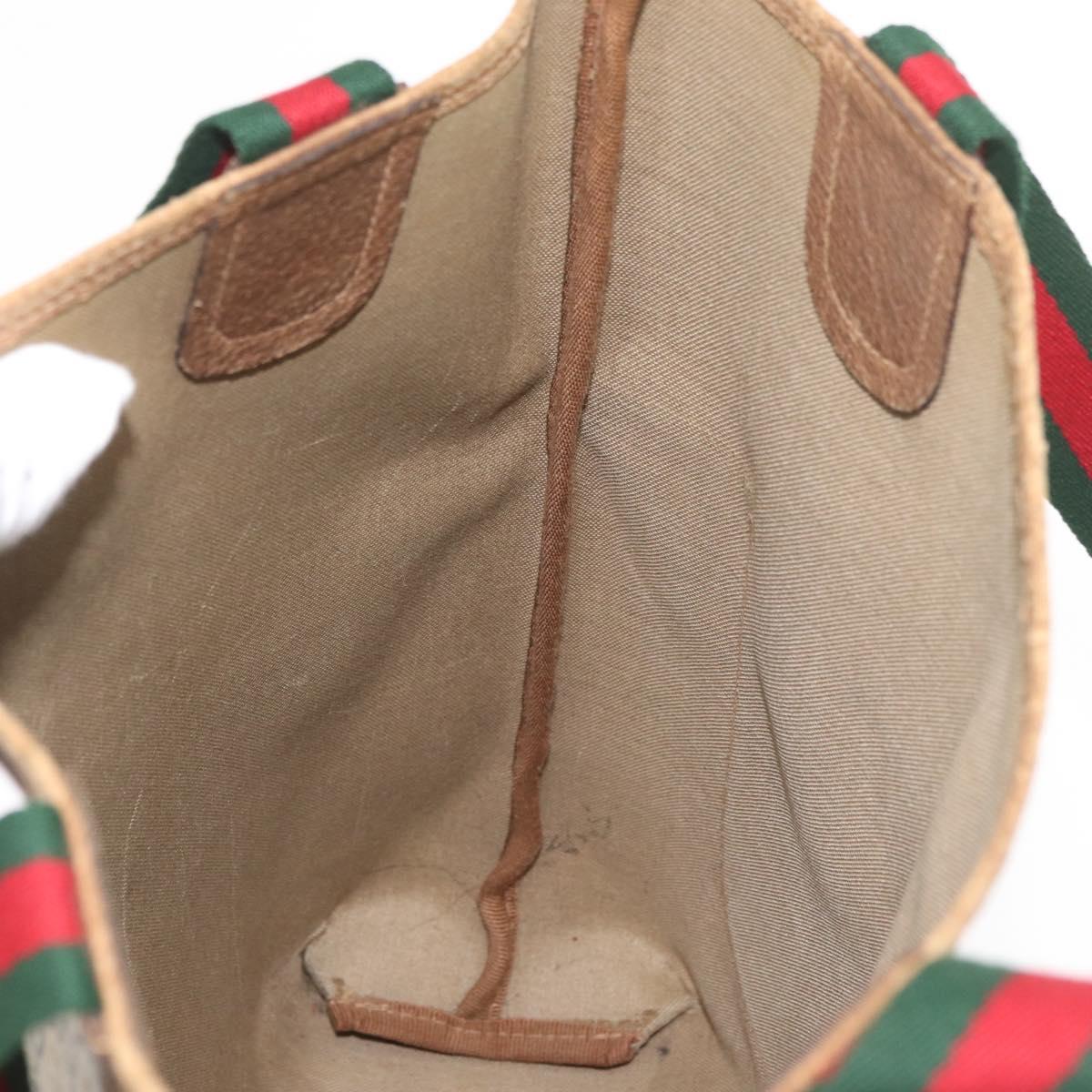GUCCI GG Supreme Web Sherry Line Tote Bag PVC Beige 39 02 003 Auth 182725
