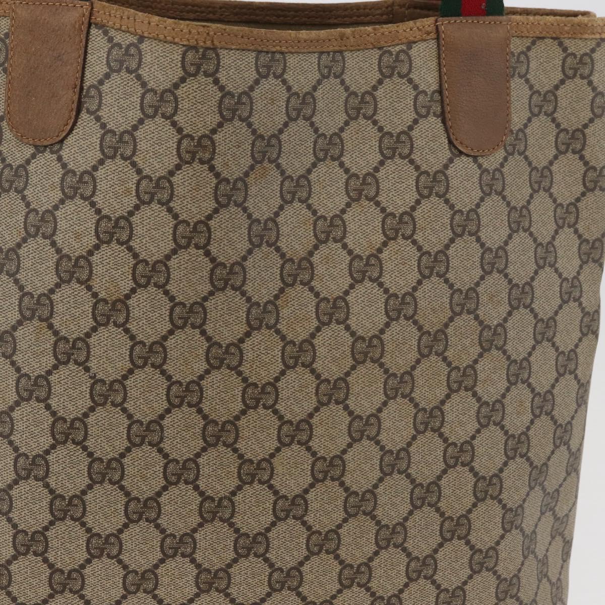 GUCCI GG Supreme Web Sherry Line Tote Bag PVC Beige 39 02 003 Auth 182725