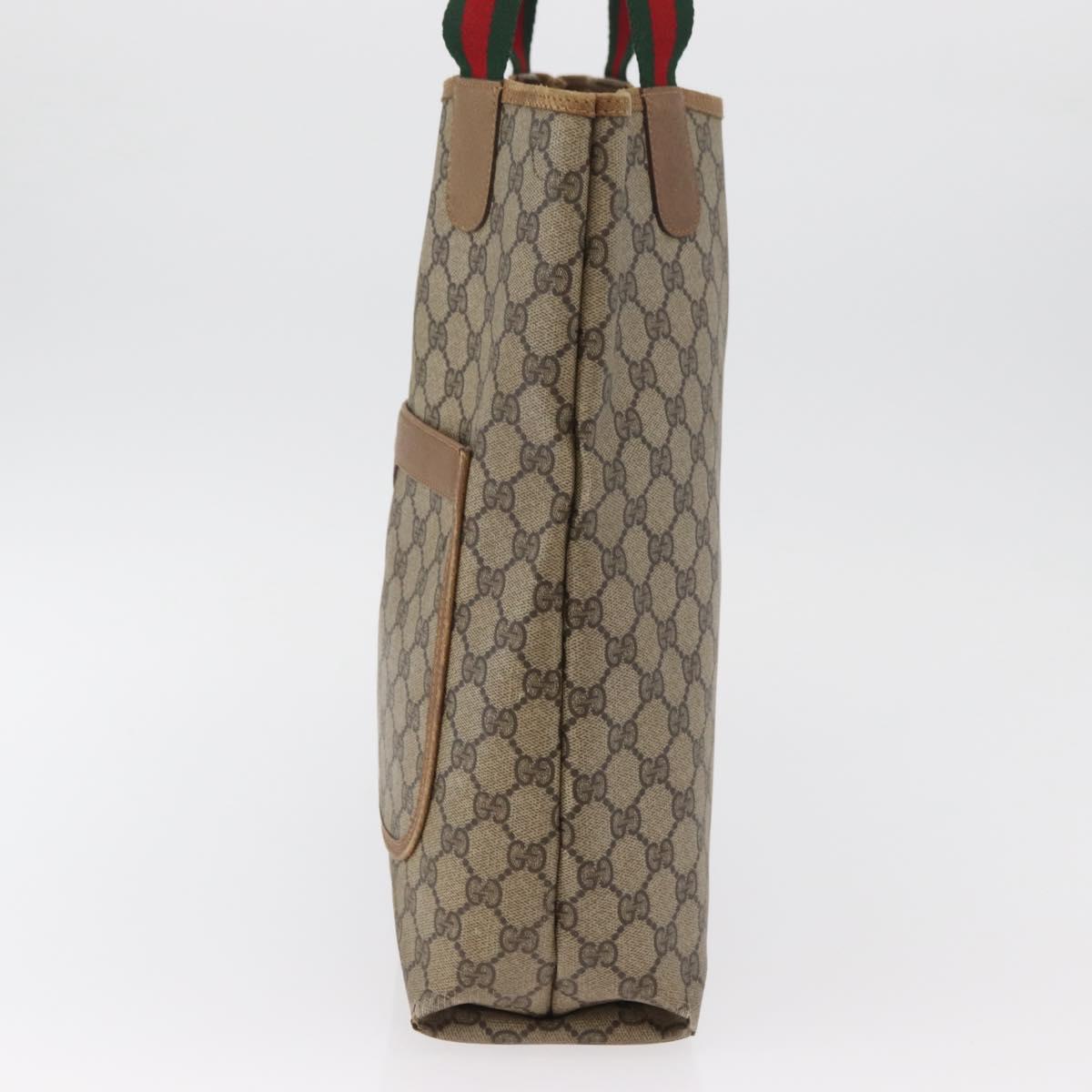 GUCCI GG Supreme Web Sherry Line Tote Bag PVC Beige 39 02 003 Auth 182725