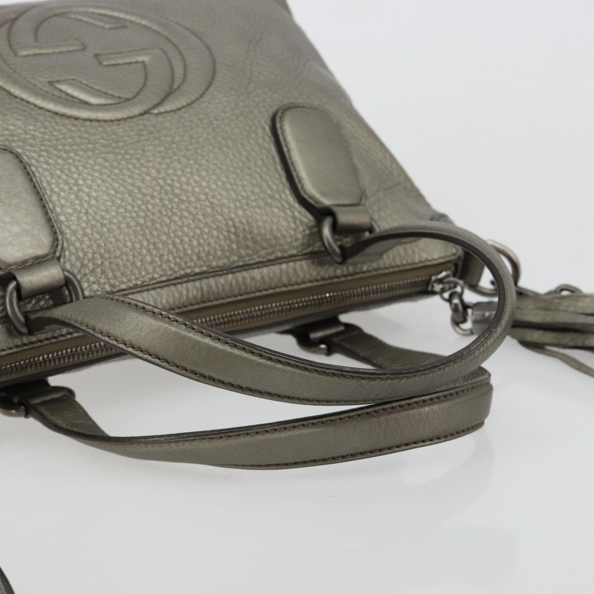 GUCCI Soho Hand Bag Leather 2way Silver 308362 Auth 182731A